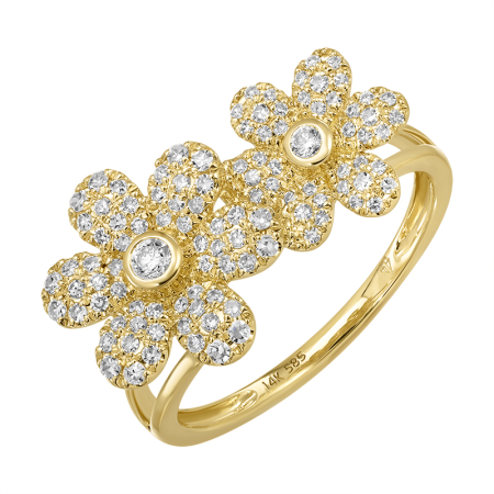 Pavé Diamond Double Flower Ring