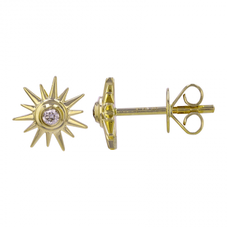 Sunburst Solitaire Diamond Stud Earrings