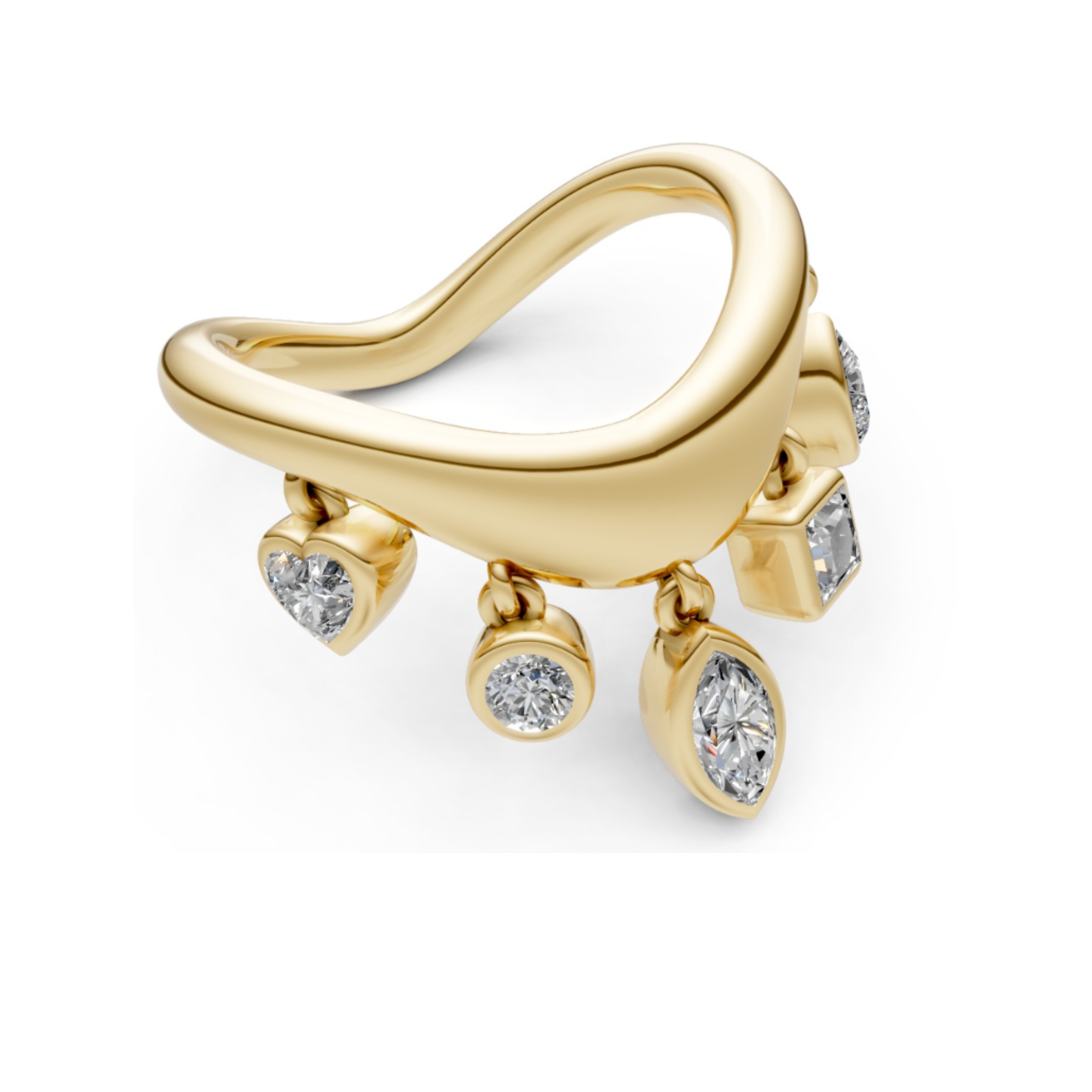 Dangling Multi-Shape Diamond Tapered Ring