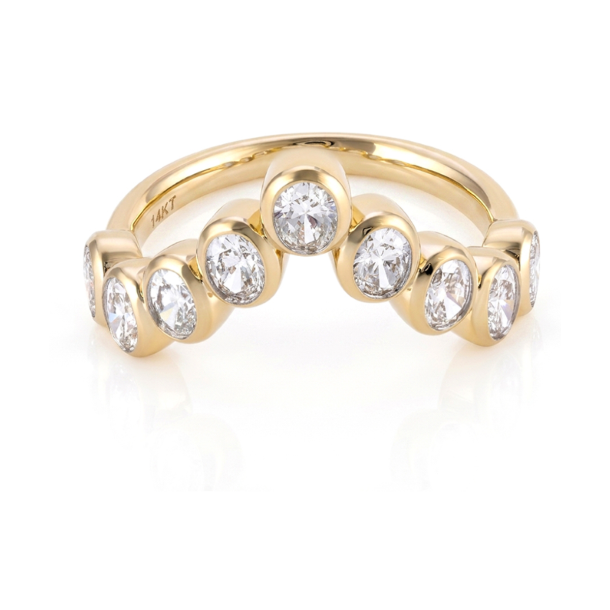 Bezel Oval Diamond V-Shape Ring