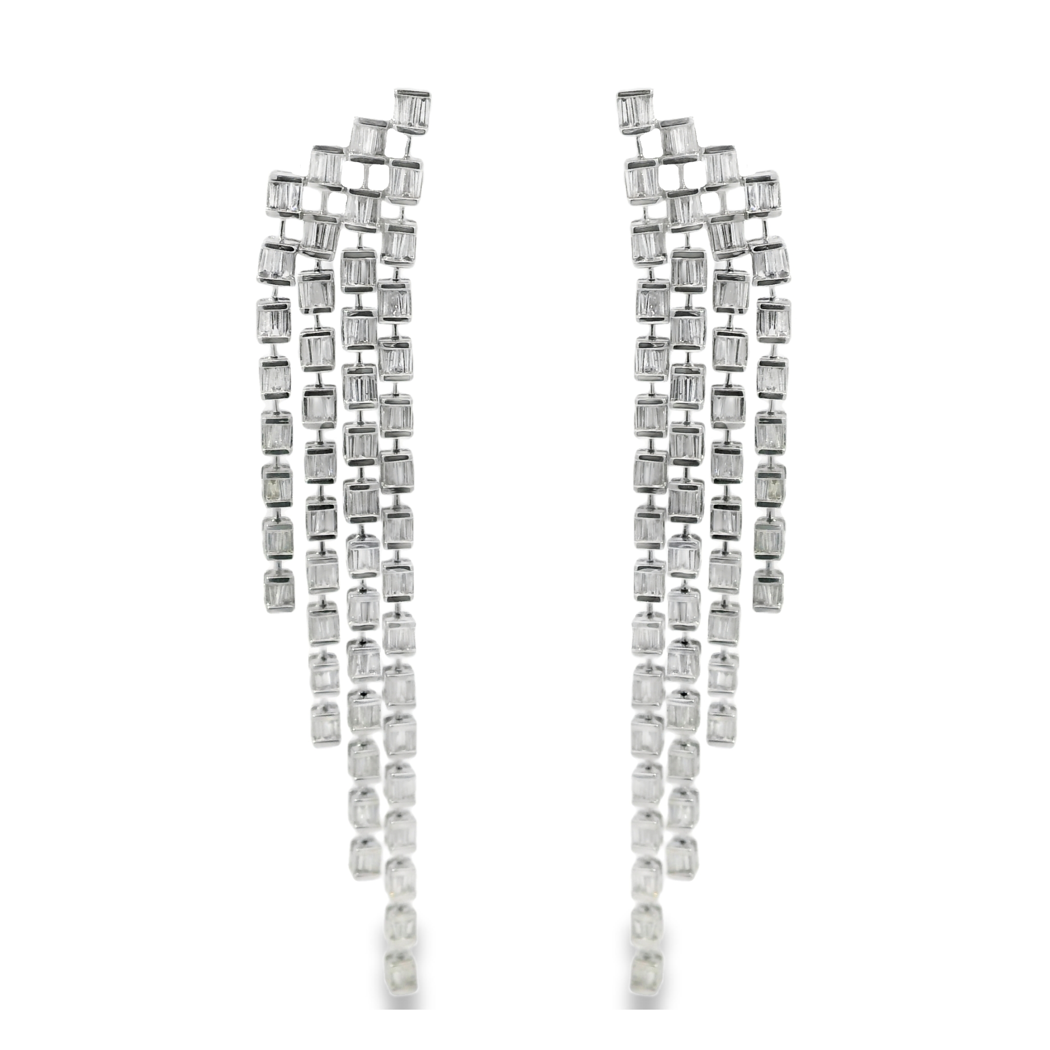 Bezel Baguette Diamond Chandelier Earrings