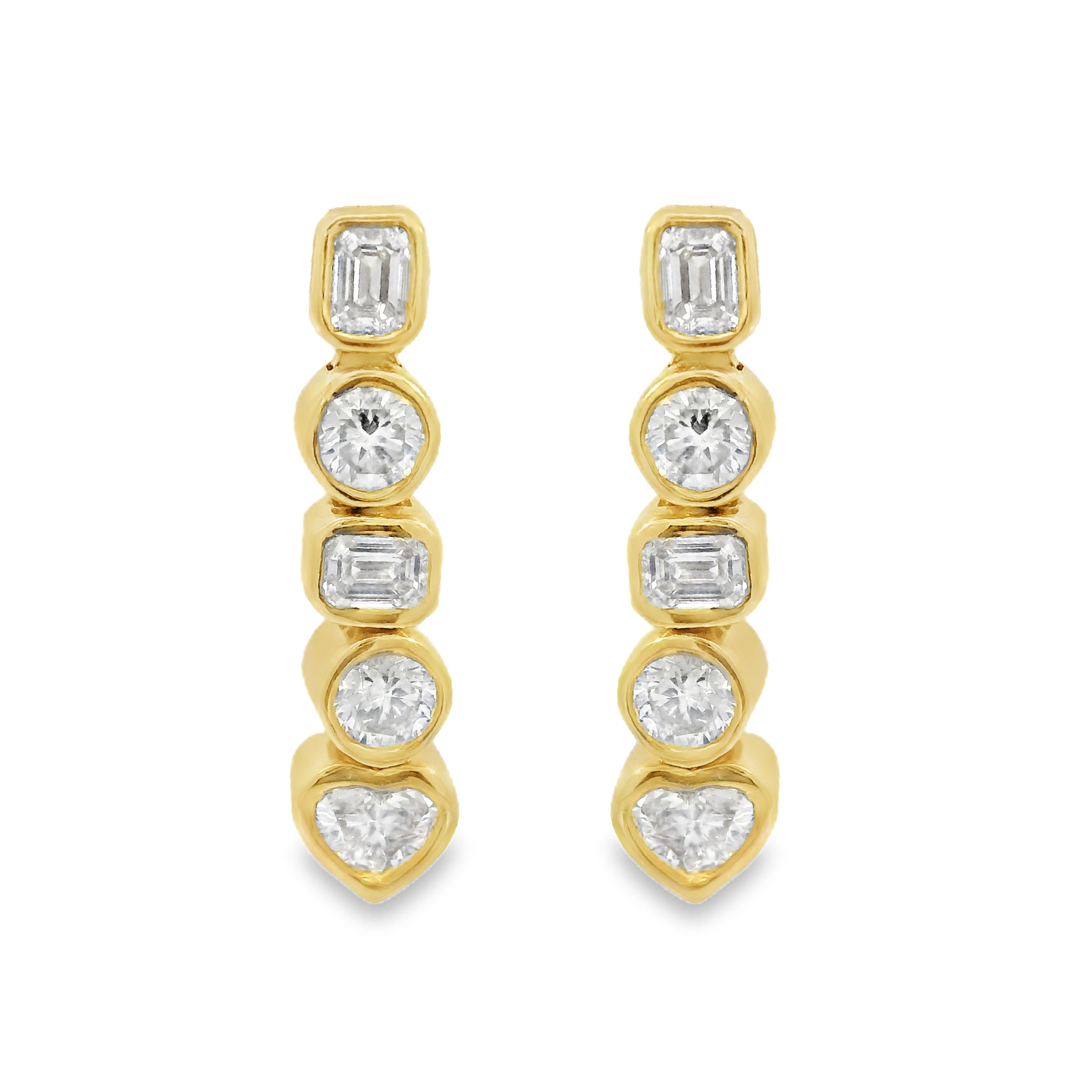 Bezel Multishaped Diamond Drop Earrings