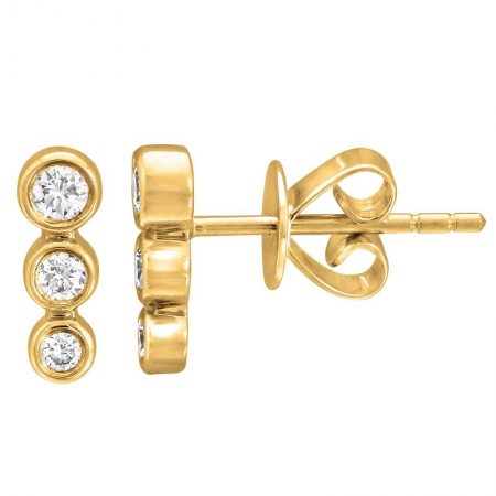 Triple Bezel Set Diamond Stud Earrings