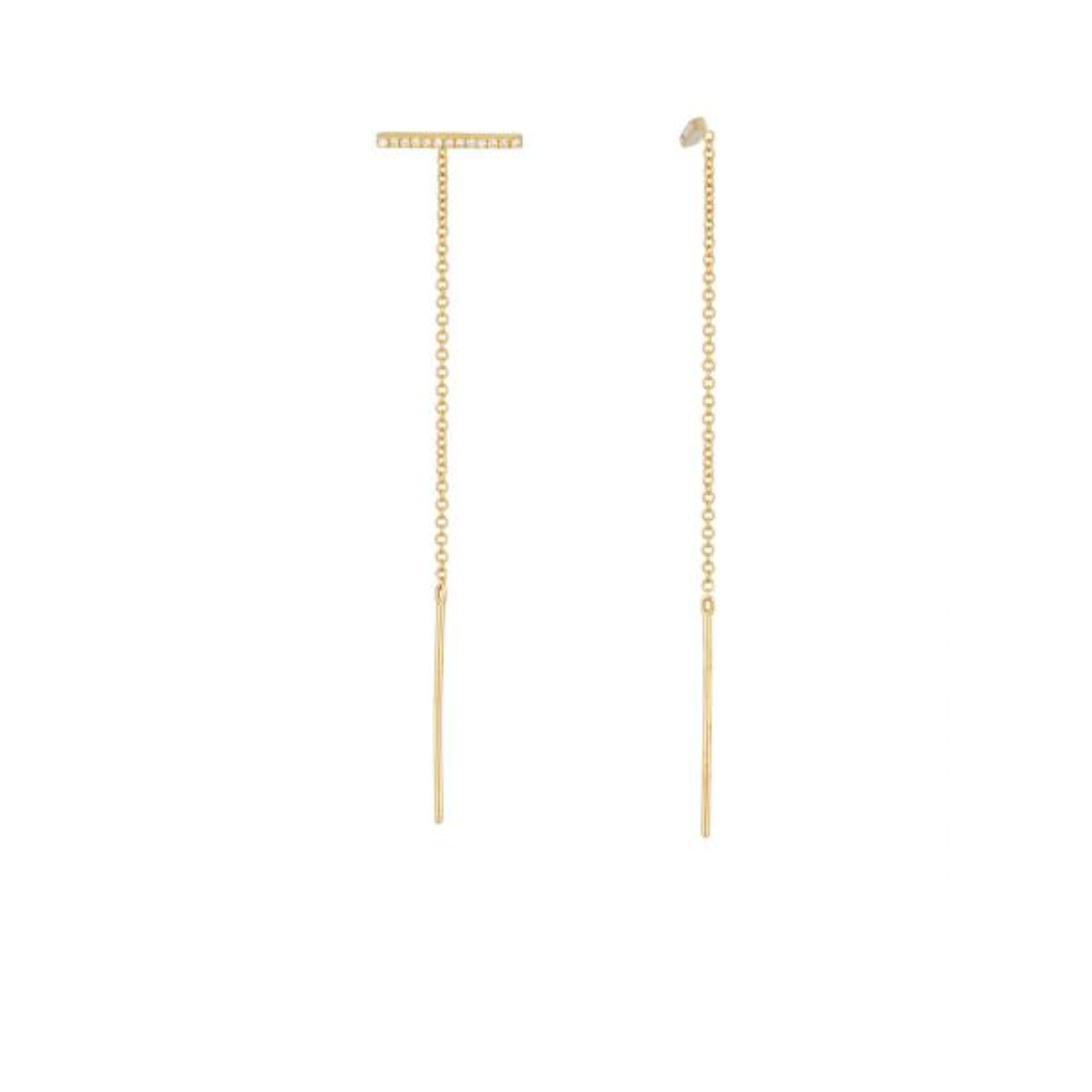 Diamond Bar Threader Earrings