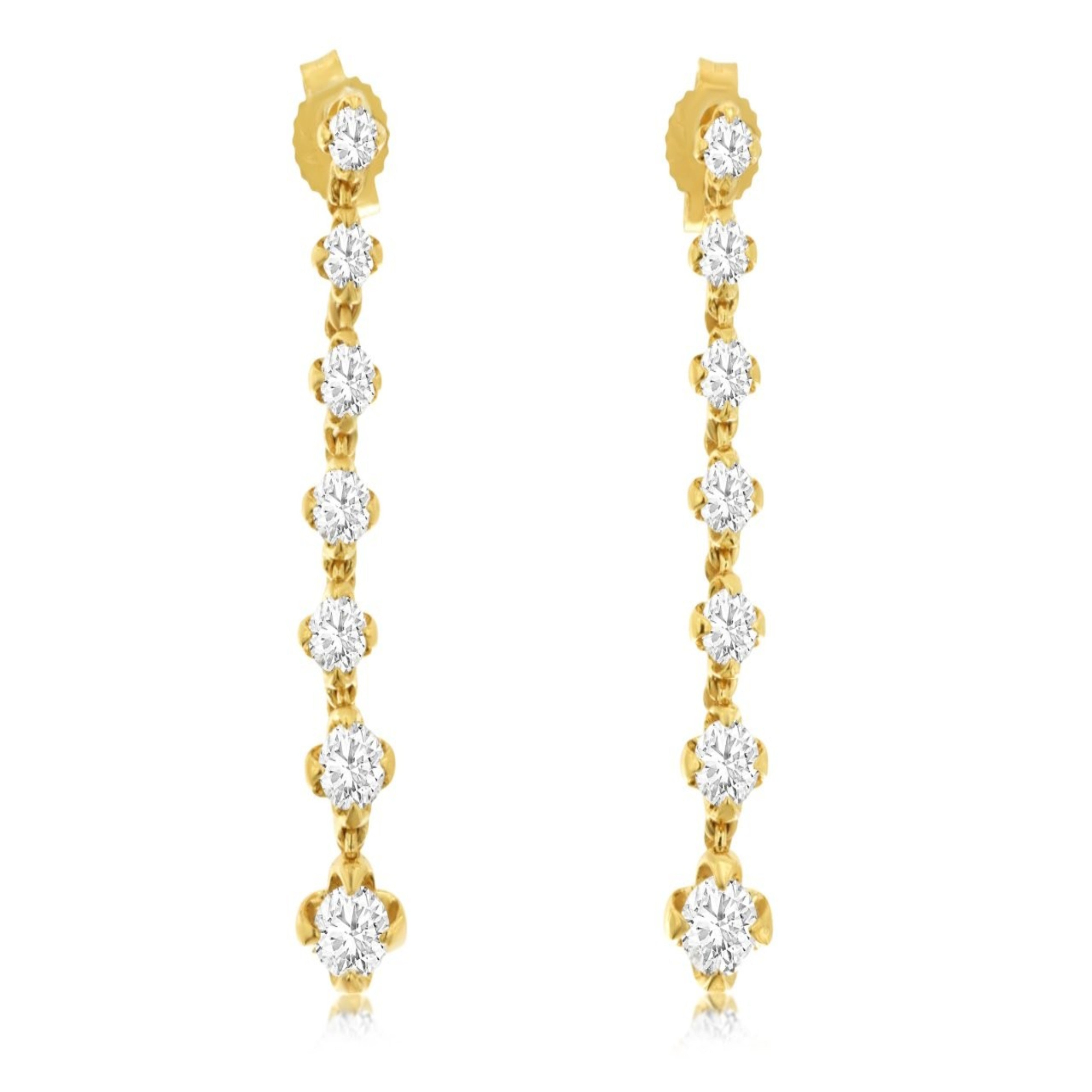Graduated Diamond Linear Drop Earrings