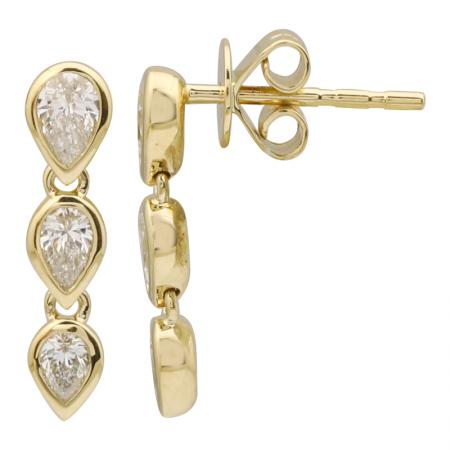 Bezel Pear Diamond Drop Earrings