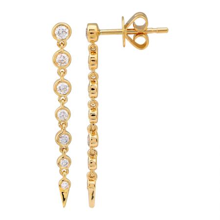 Tapered Bezel Round Diamond Spike Earrings
