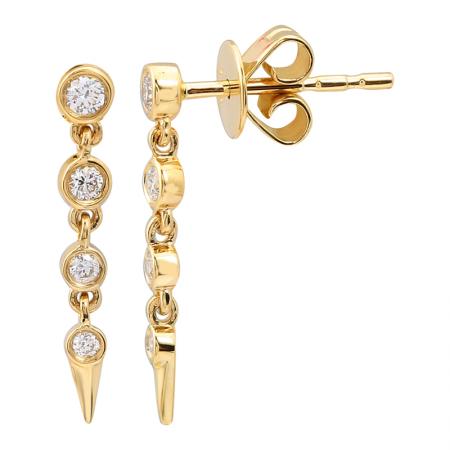 Bezel Diamond Spike Earrings