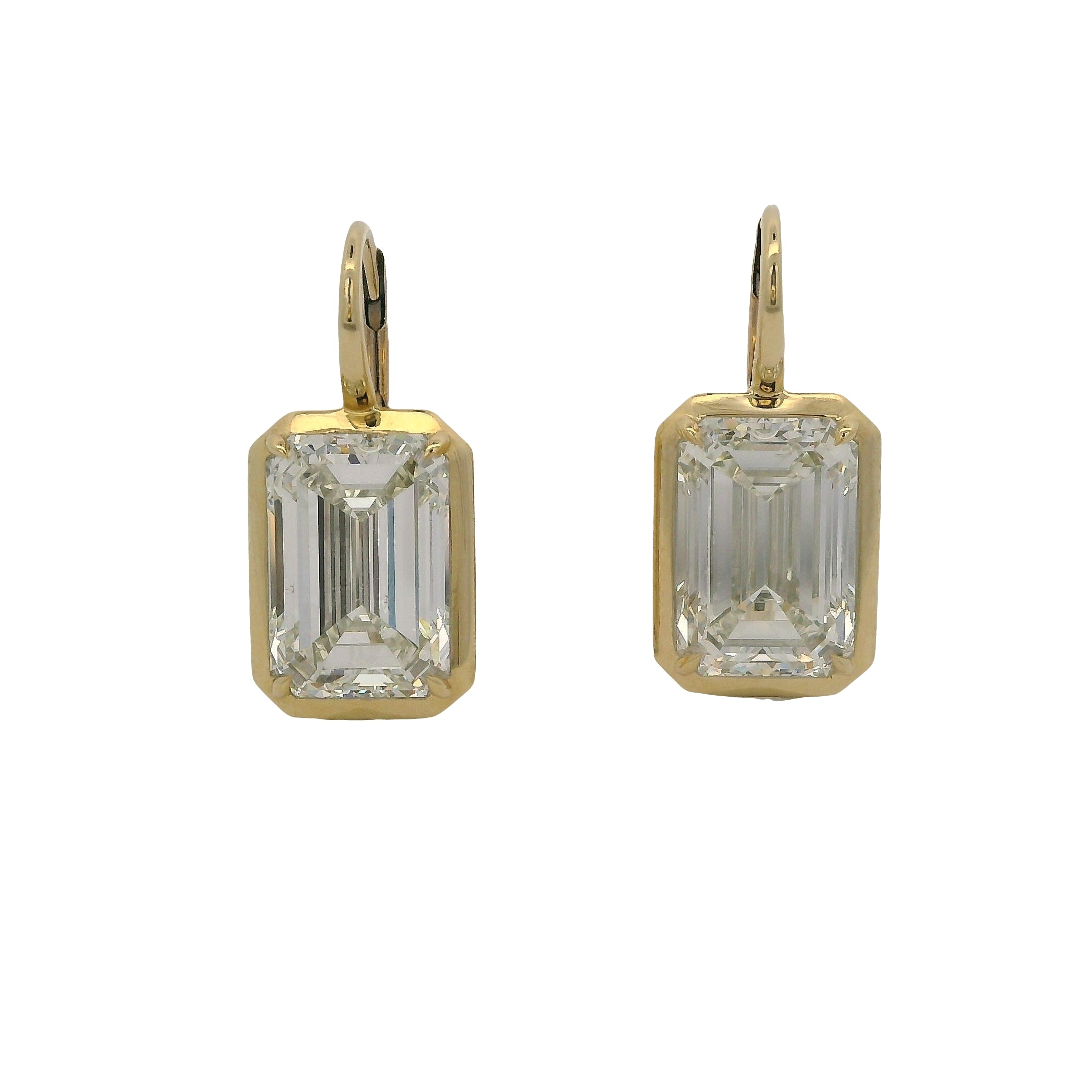 Emerald Cut Diamond Drop Lever Back Earrings