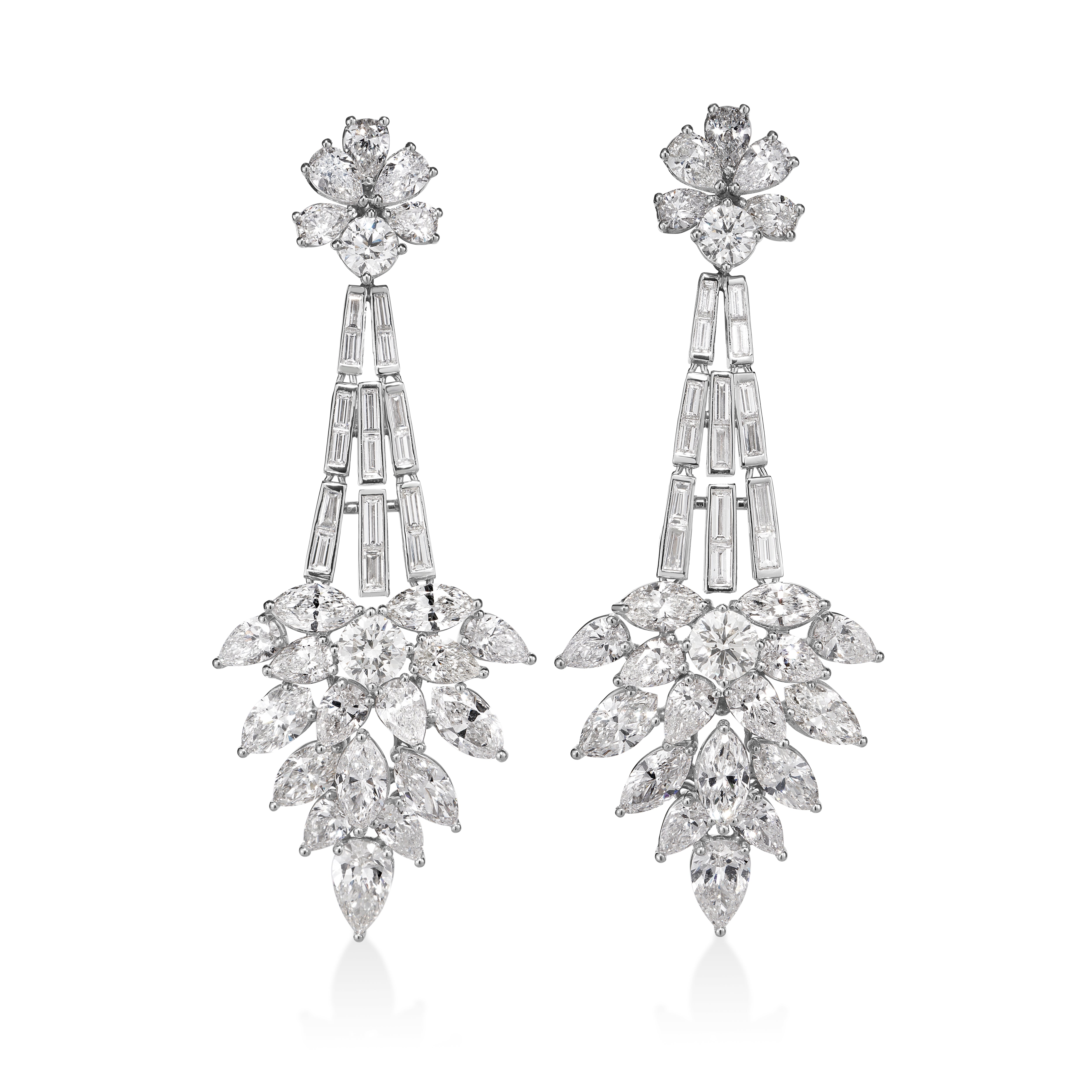 Mixed Shape Diamond Chandelier Earrings
