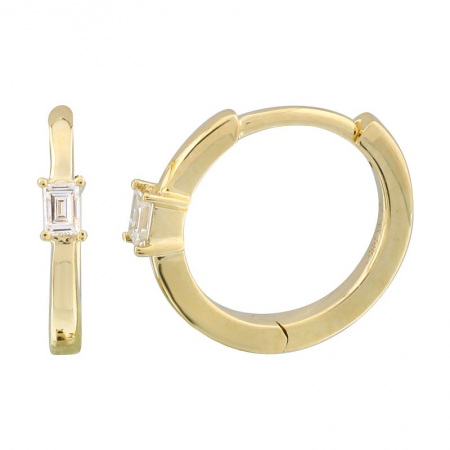Baguette Diamond Huggie Hoop Earrings