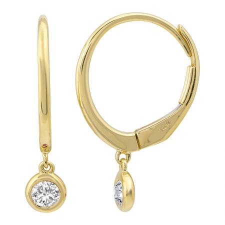 Diamond Dangling Thin Huggie Hoop Earrings