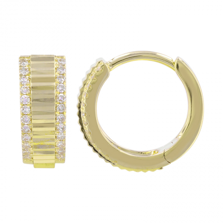 Diamond Fluted Wide Small Hoop Earrings