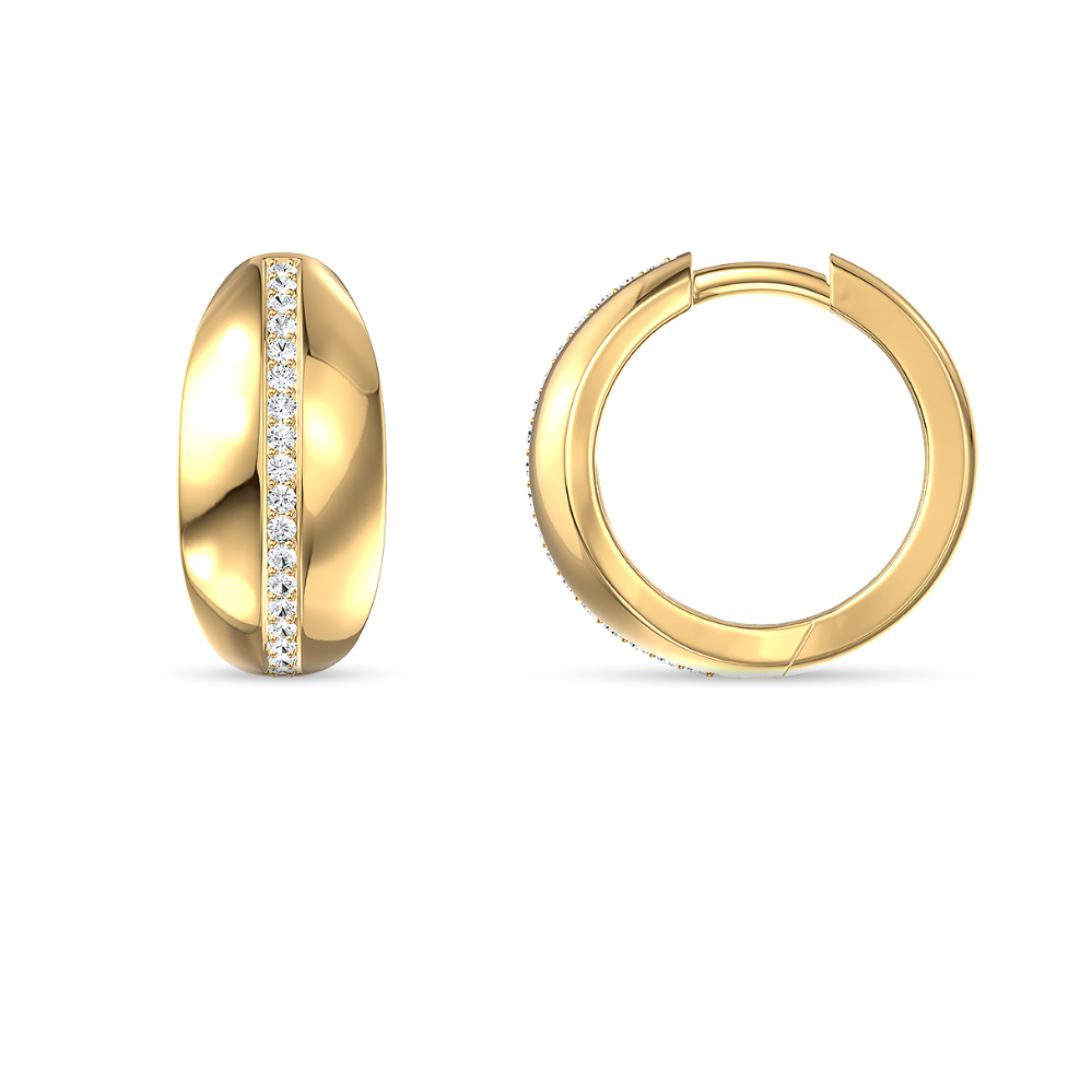 Pavé Diamond Stripe Chunky Huggie Hoop Earrings