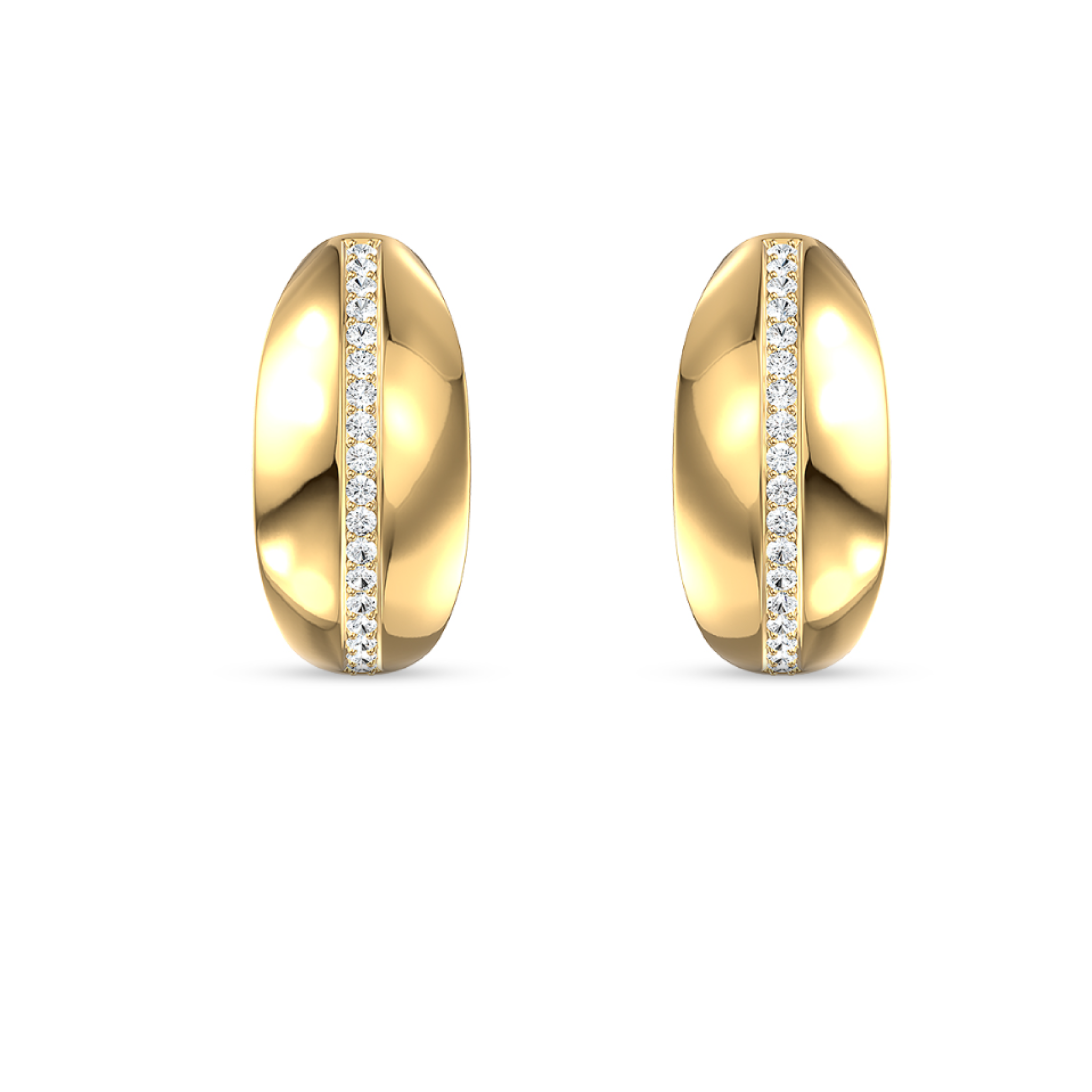 Pavé Diamond Stripe Chunky Huggie Hoop Earrings