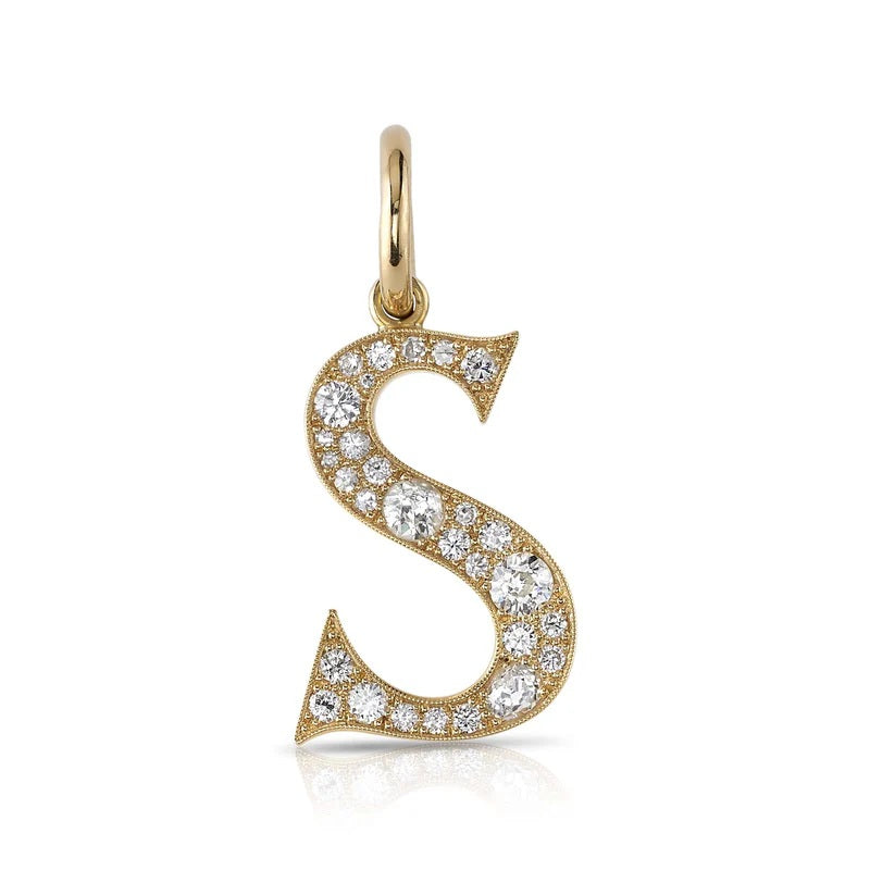 Large Diamond Cobblestone "S" Pendant