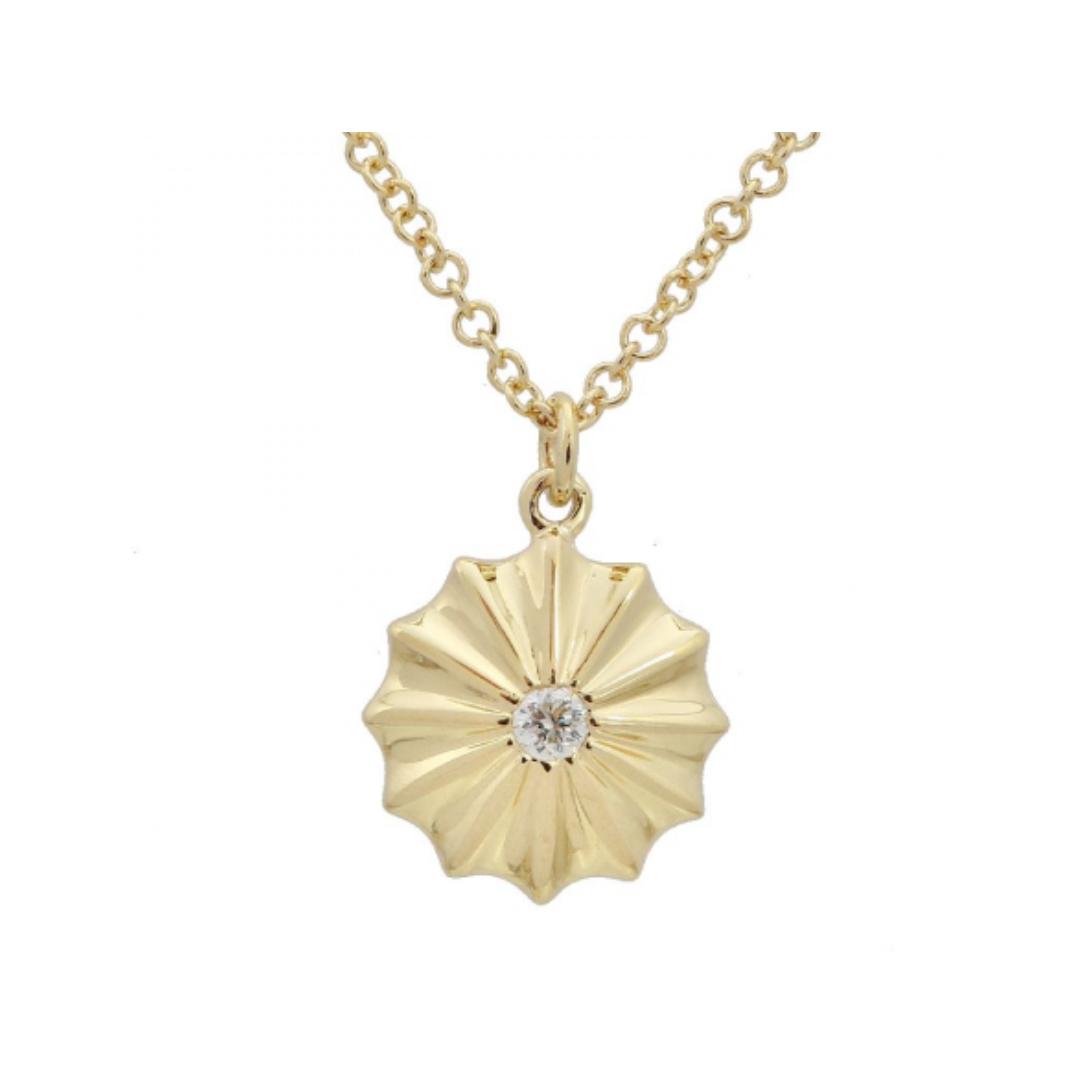 Solitaire Diamond Shell Pendant Necklace