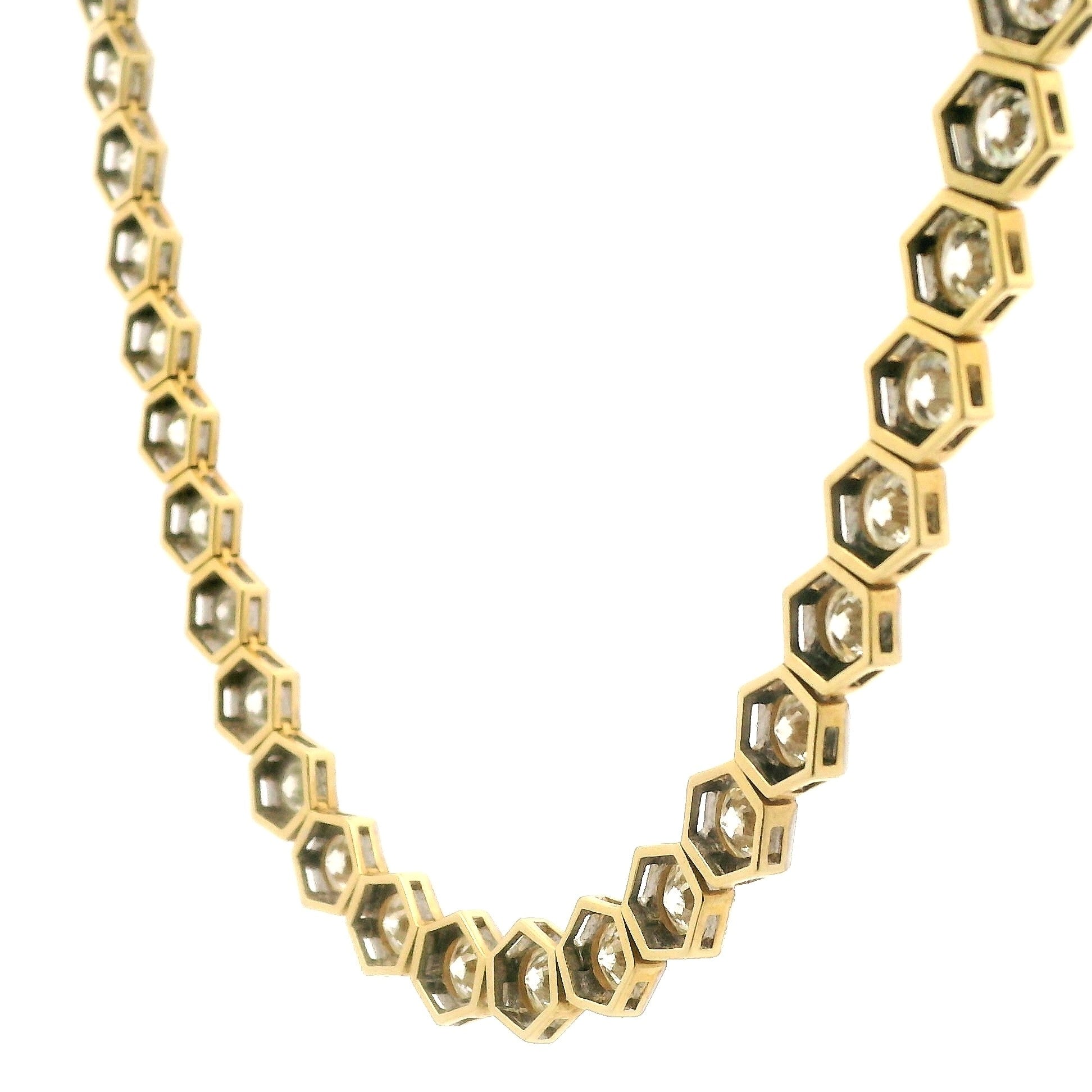 Old European Cut Diamond Hexagon Tennis Necklace