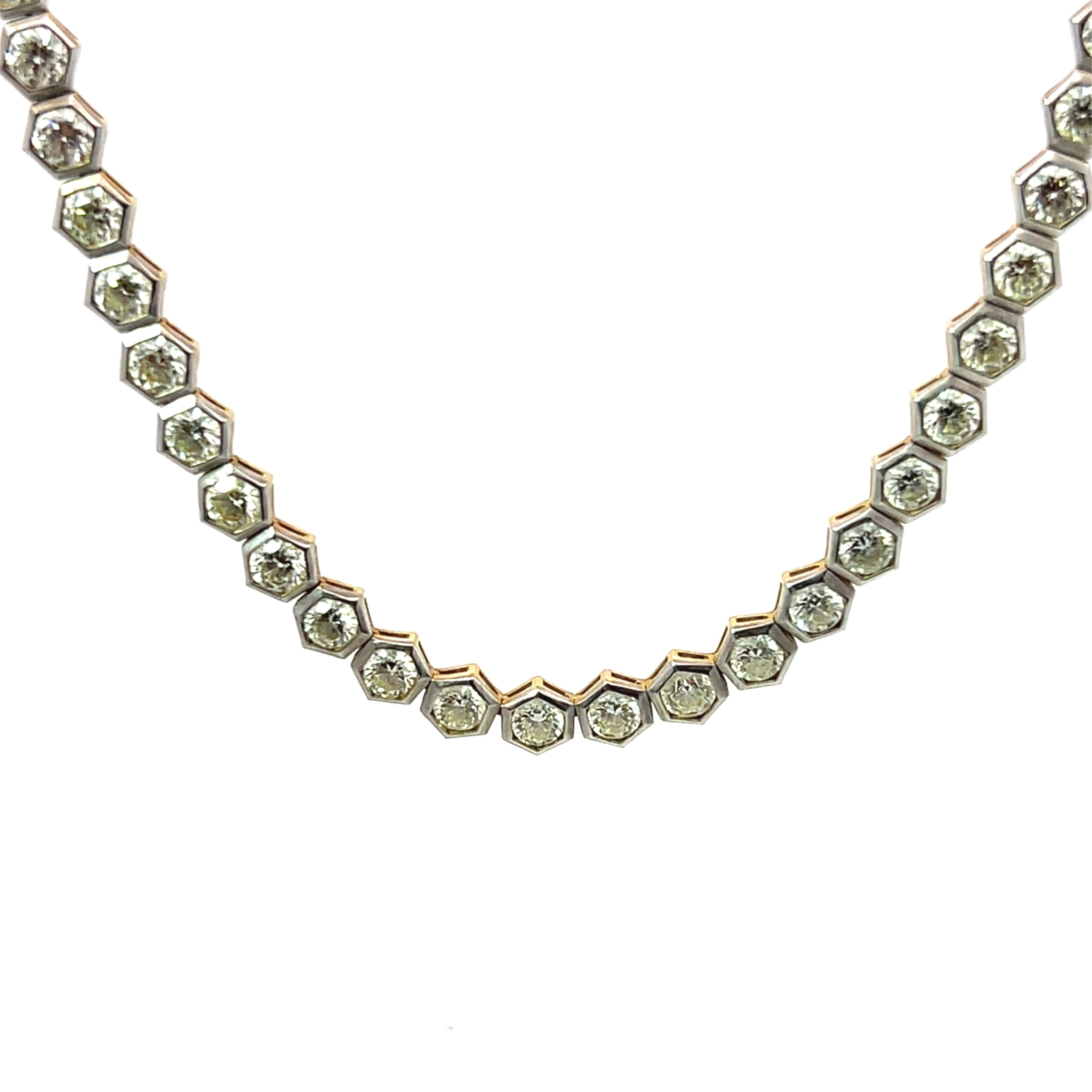 Old European Cut Diamond Hexagon Tennis Necklace