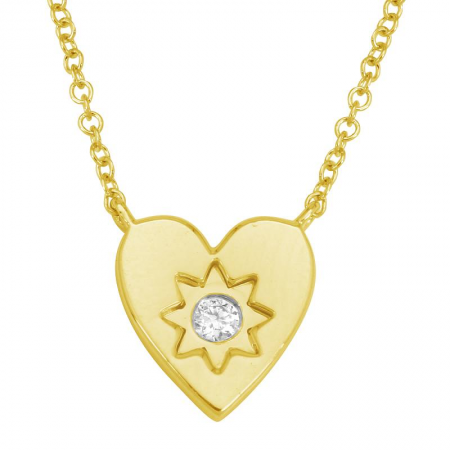 Solitaire Diamond Heart Necklace