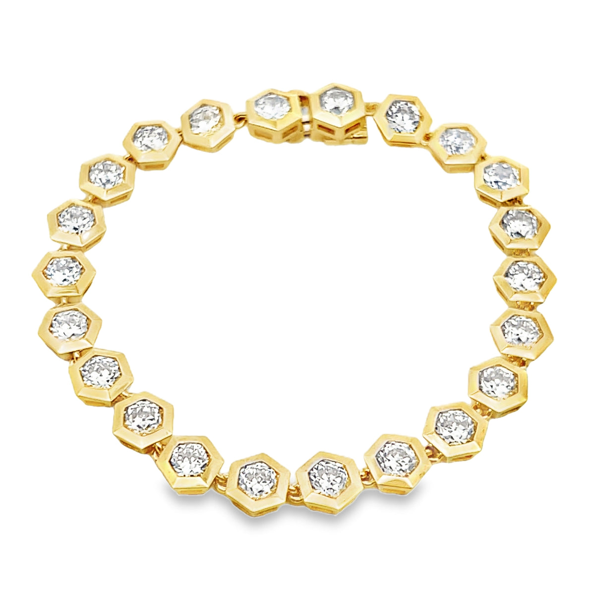Old European Cut Diamond Hexagon Tennis Bracelet