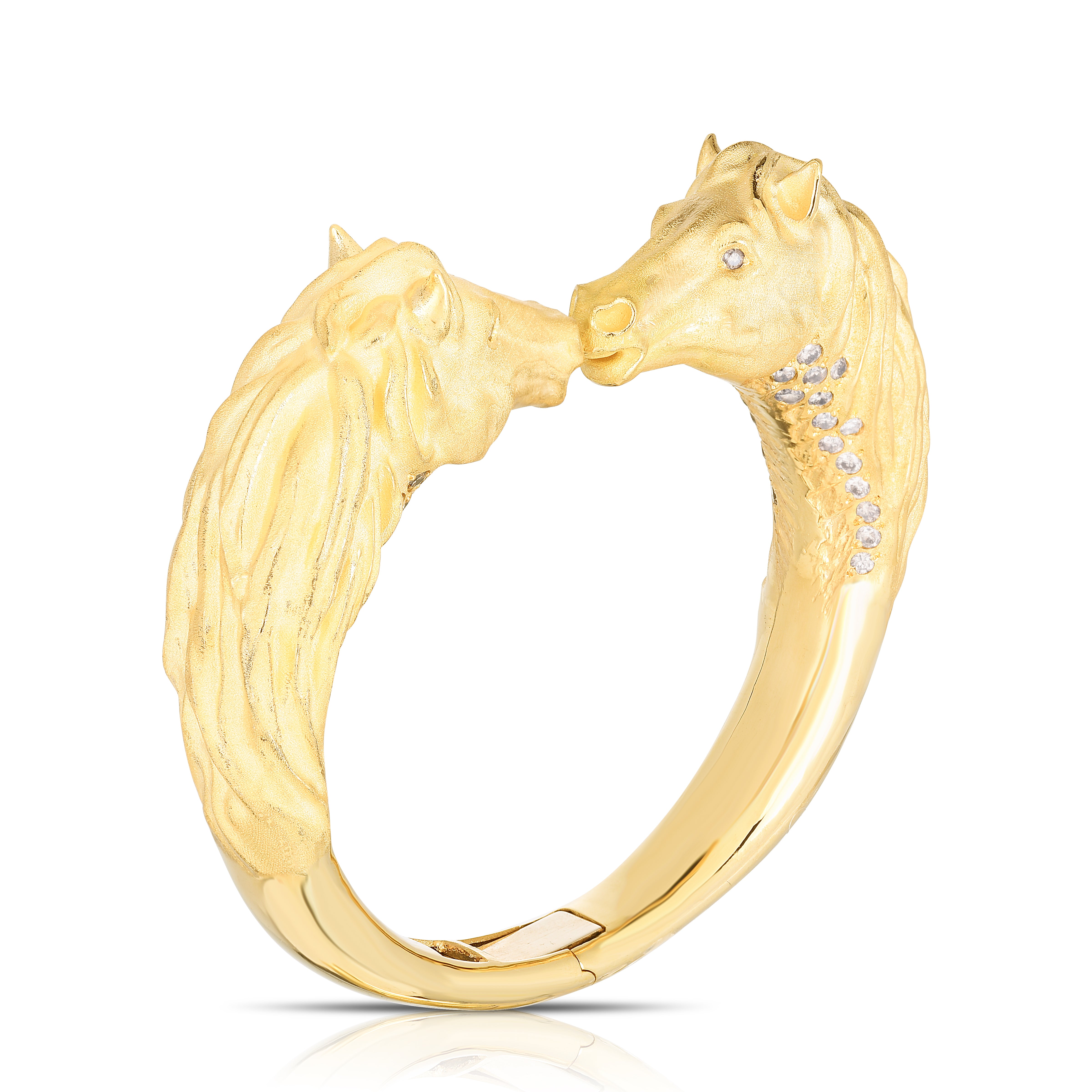 Brown Diamond Double Horse Cuff Bracelet