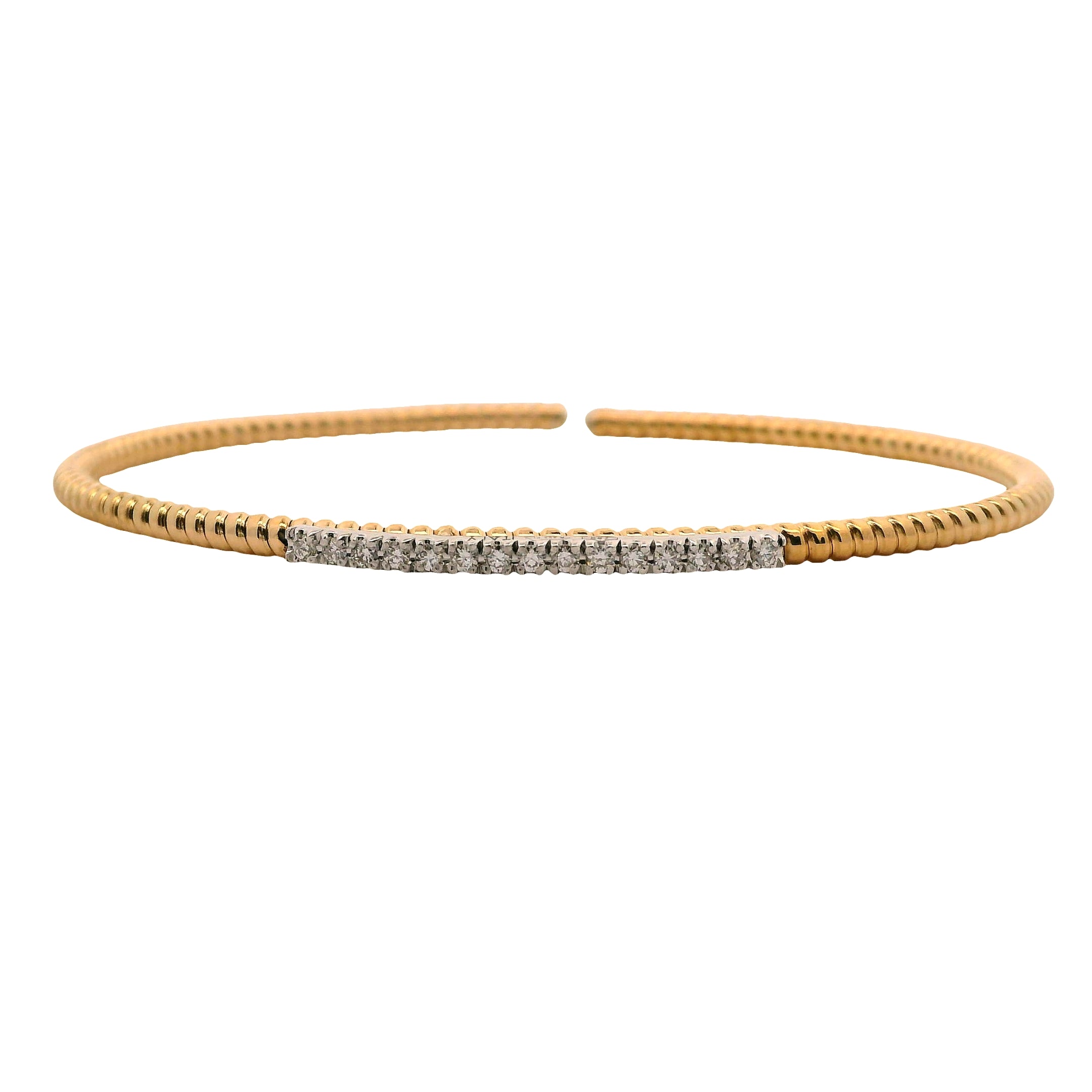 Tubogas Bangle with Single Row Round Diamonds