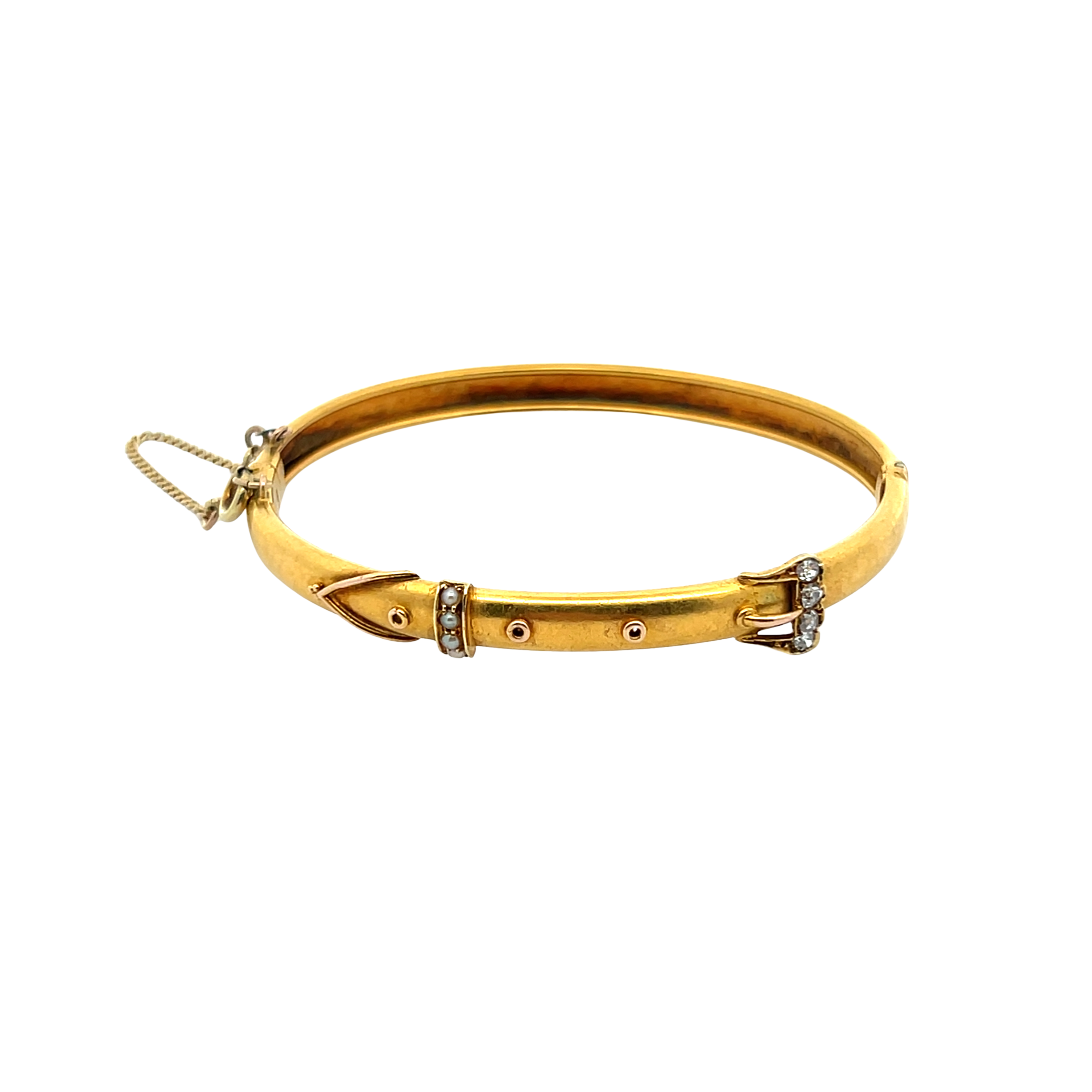 Victorian Diamond & Pearl Belt Bangle