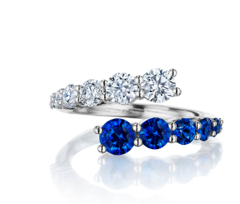 Blue Sapphire & Diamond Bypass Ring