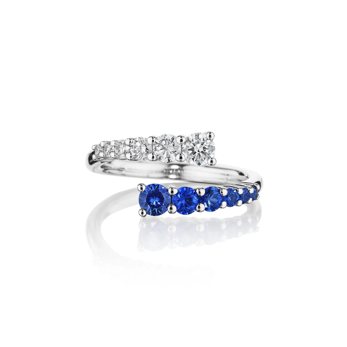 Petite Blue Sapphire & Diamond Bypass Ring