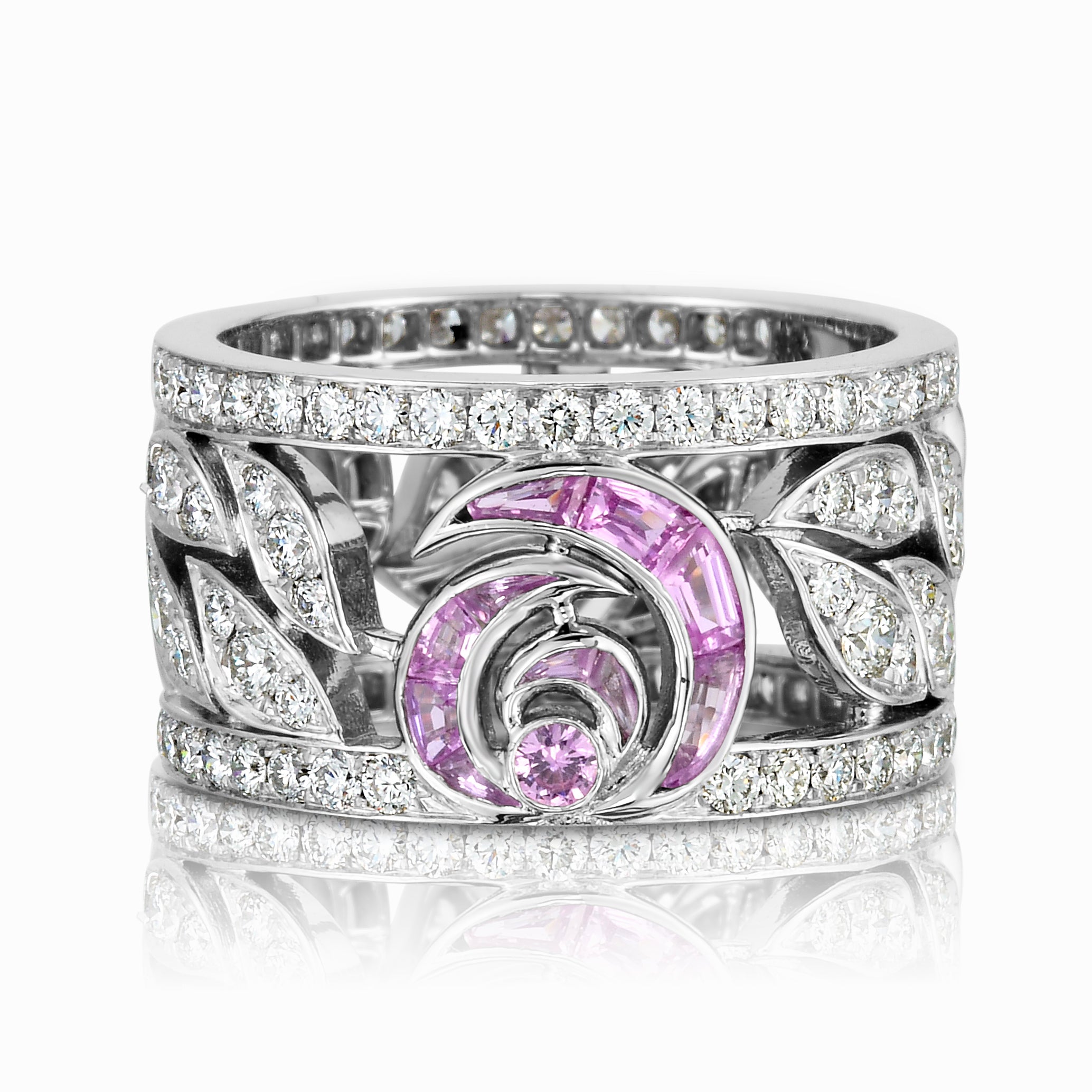 Pink Sapphire & Diamond Swirl Band