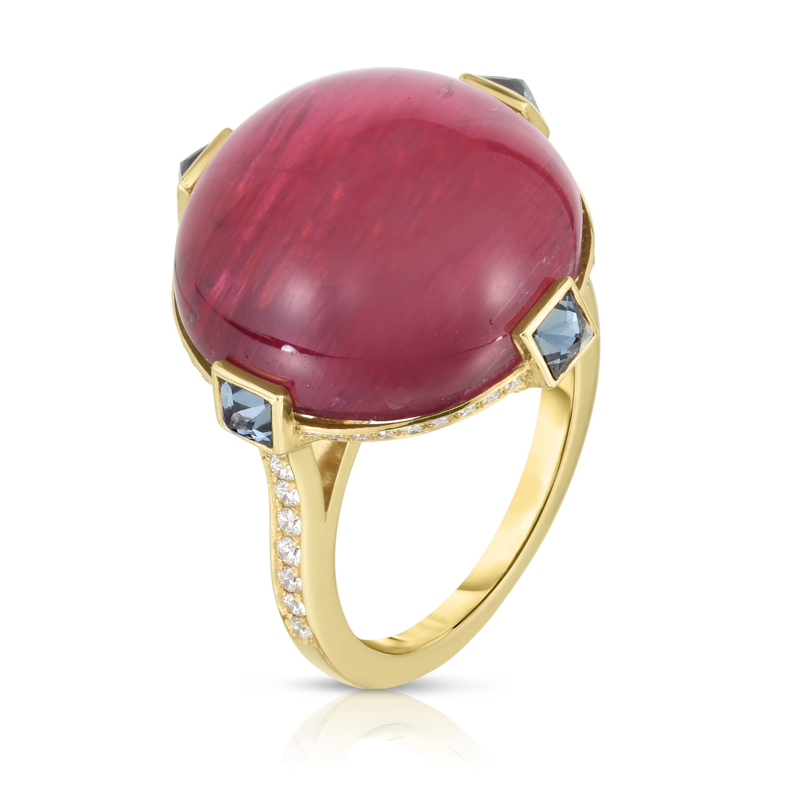 Rubellite Ring with Spinel & Diamond Accents