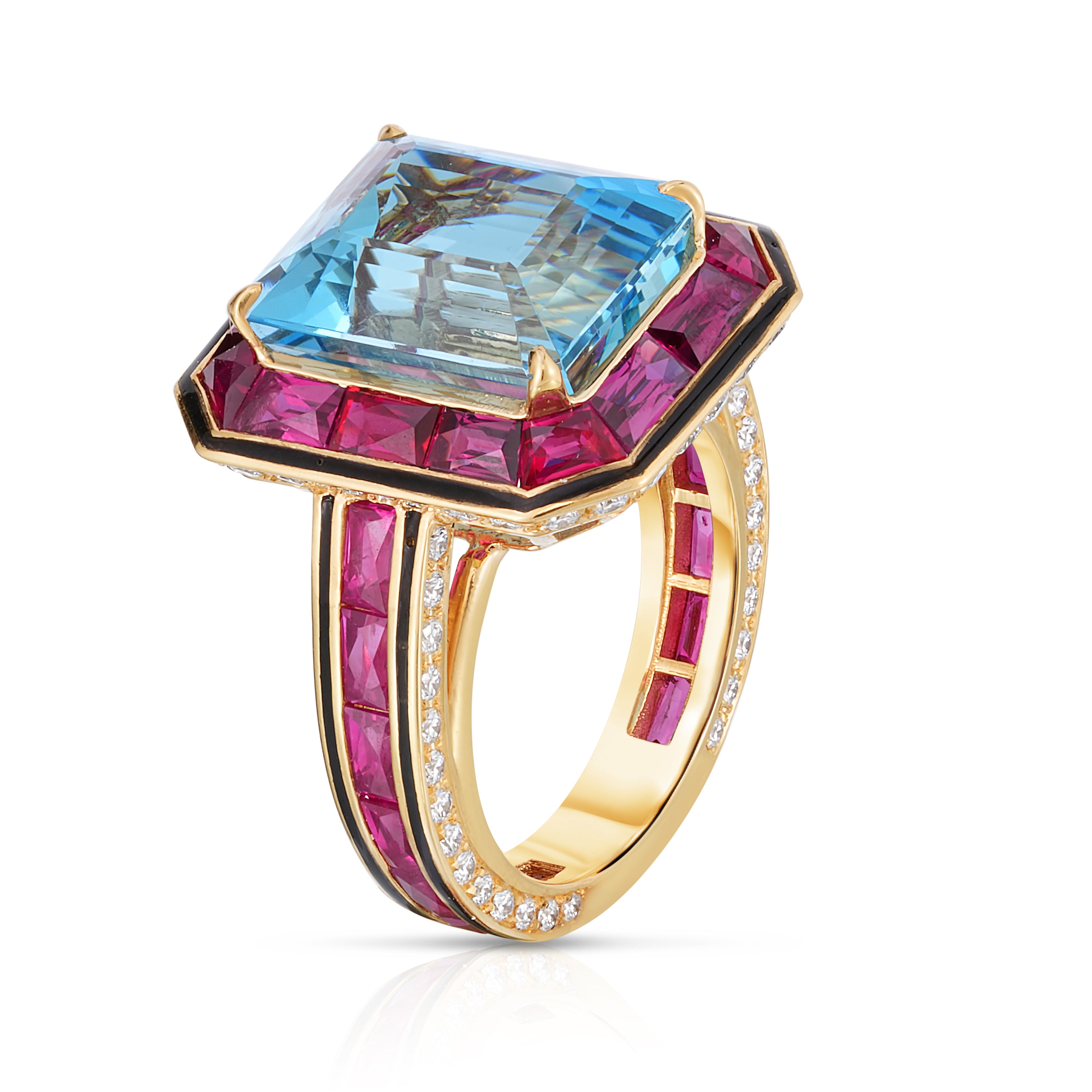 Aquamarine & Ruby Ring