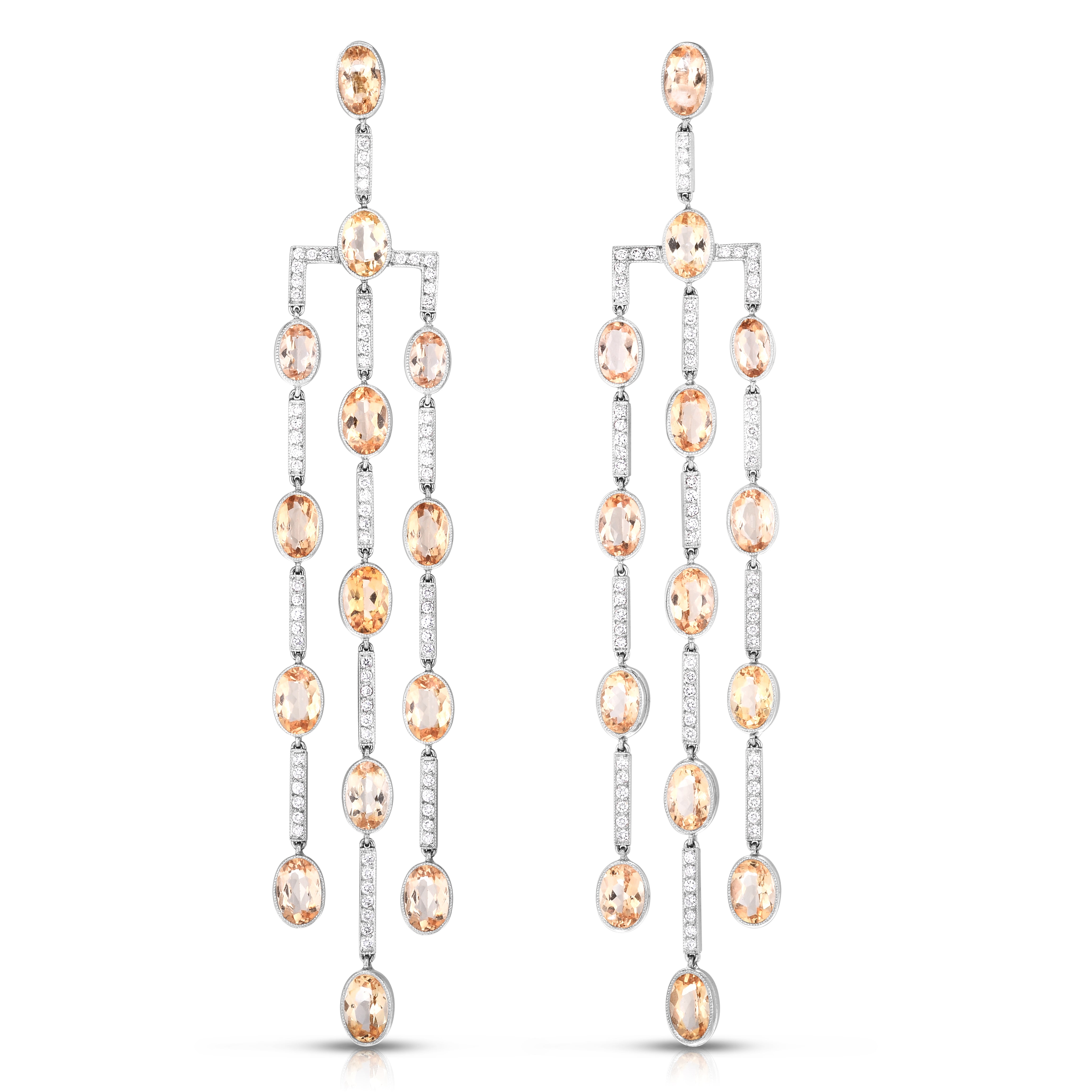 Diamond and Spessartite Chandelier Earrings