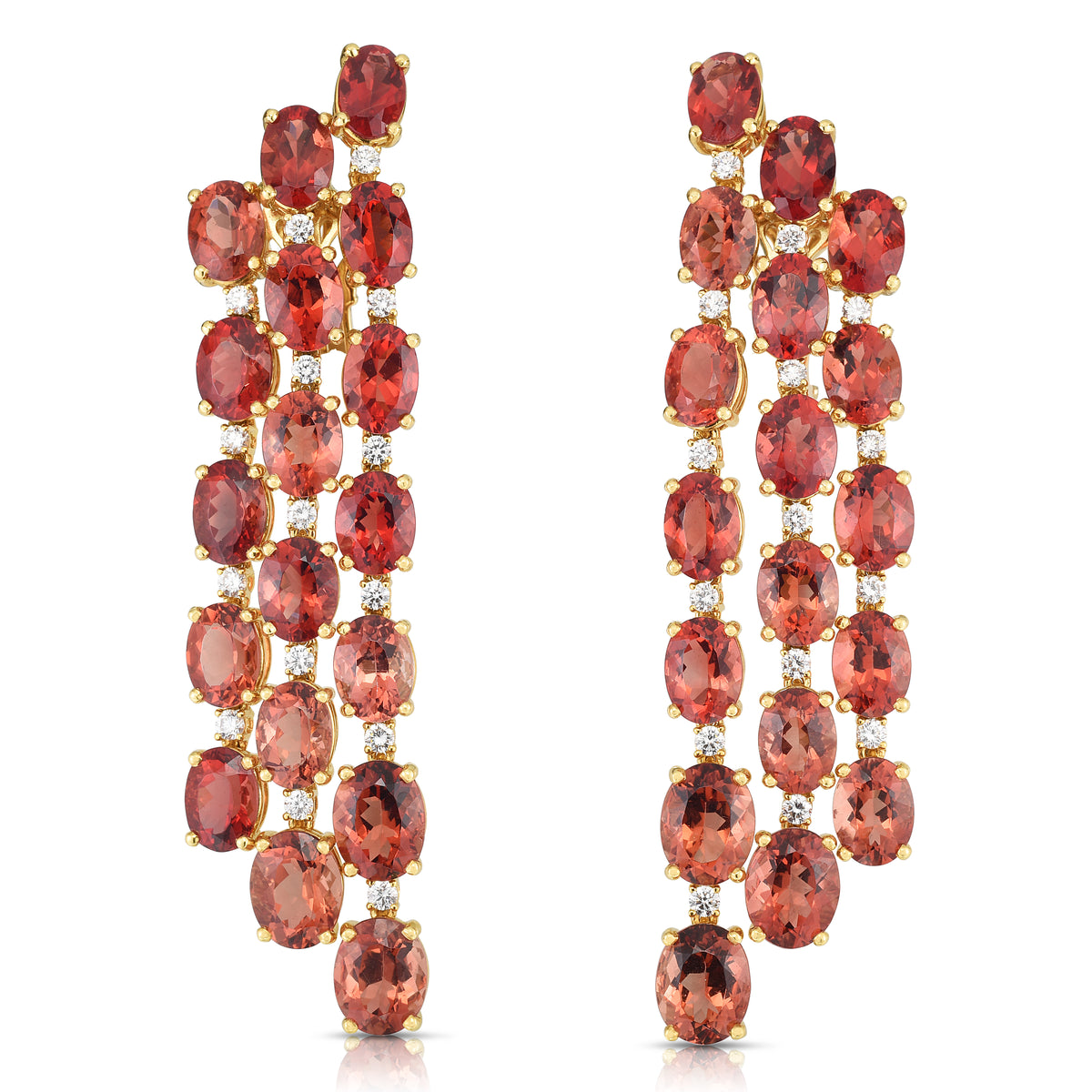 Cascading Sunstone & Diamond Earrings