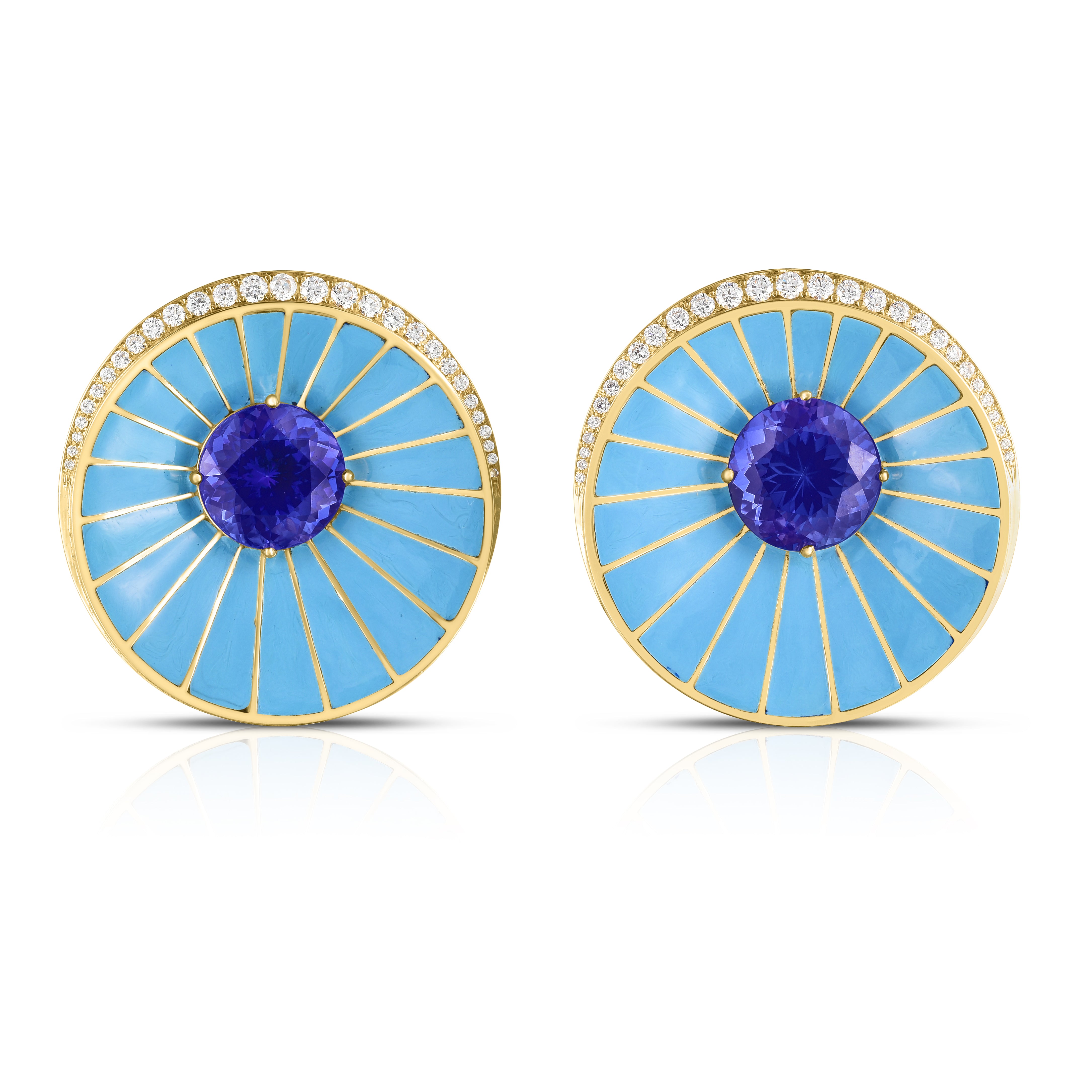 Tanzanite & Diamond Blue Enamel Earrings