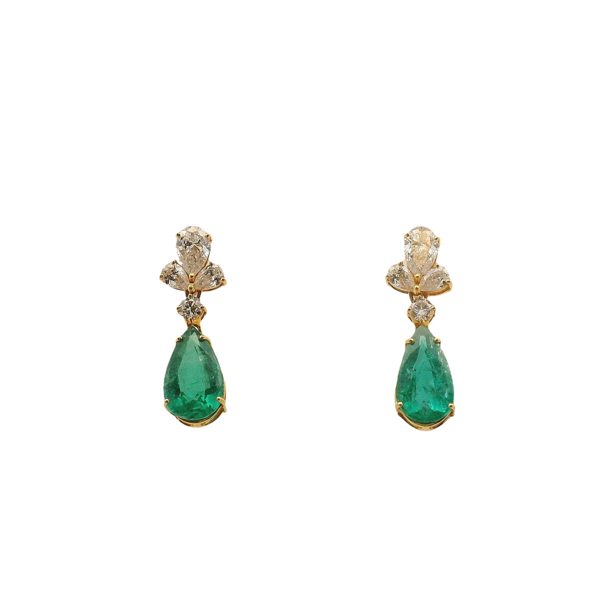Emerald and Diamond Drop Earrings
