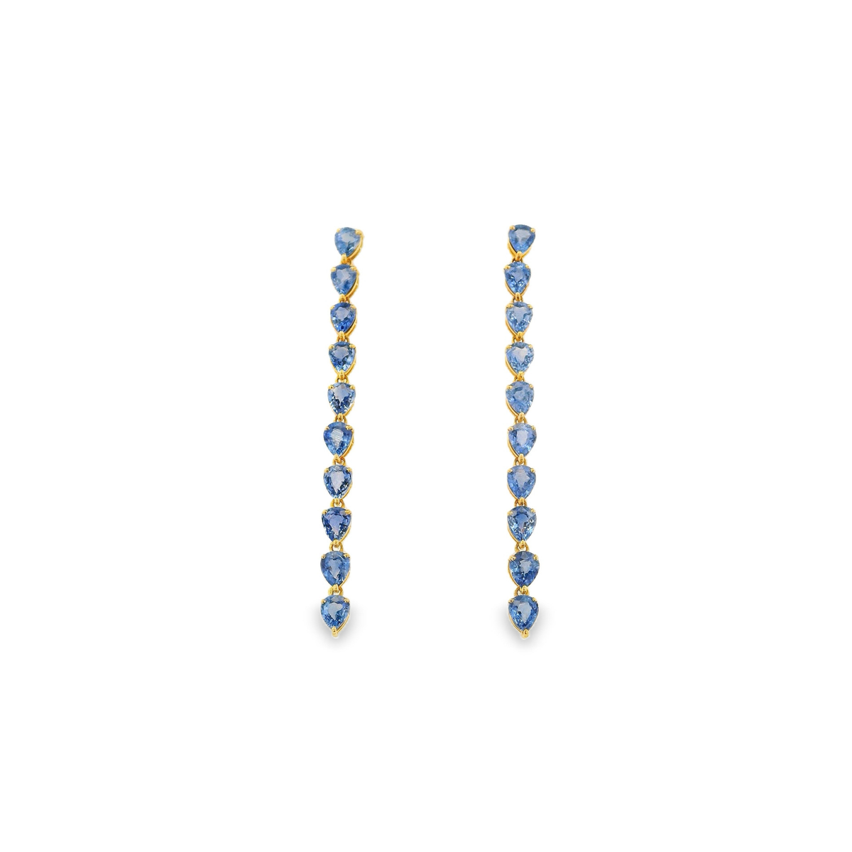 Pear Sapphire Linear Drop Earrings