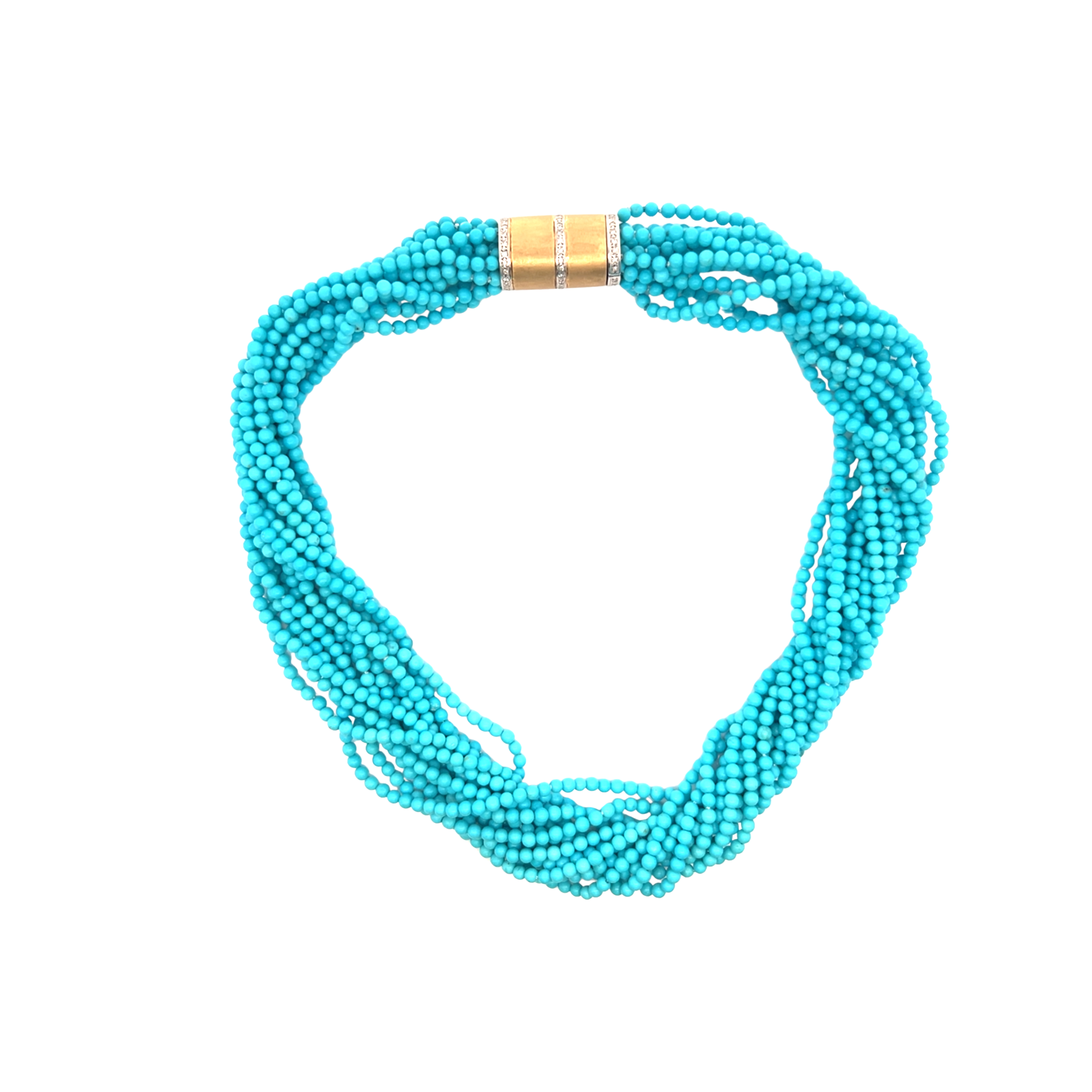Vintage Turquoise Torsade Diamond Necklace