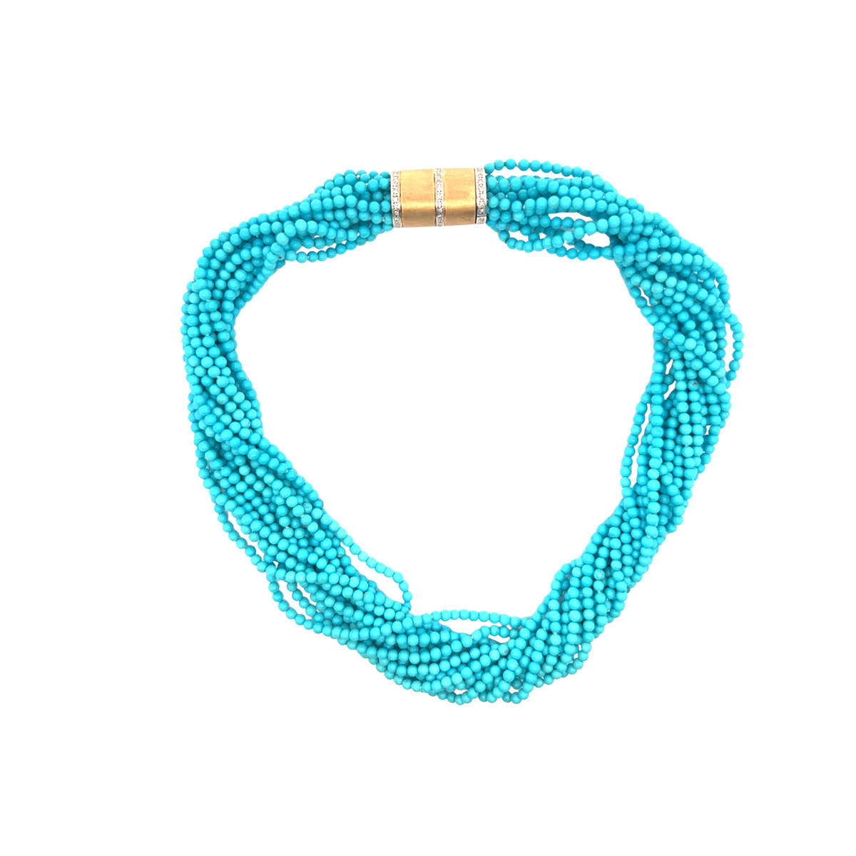 Vintage Turquoise Torsade Diamond Necklace