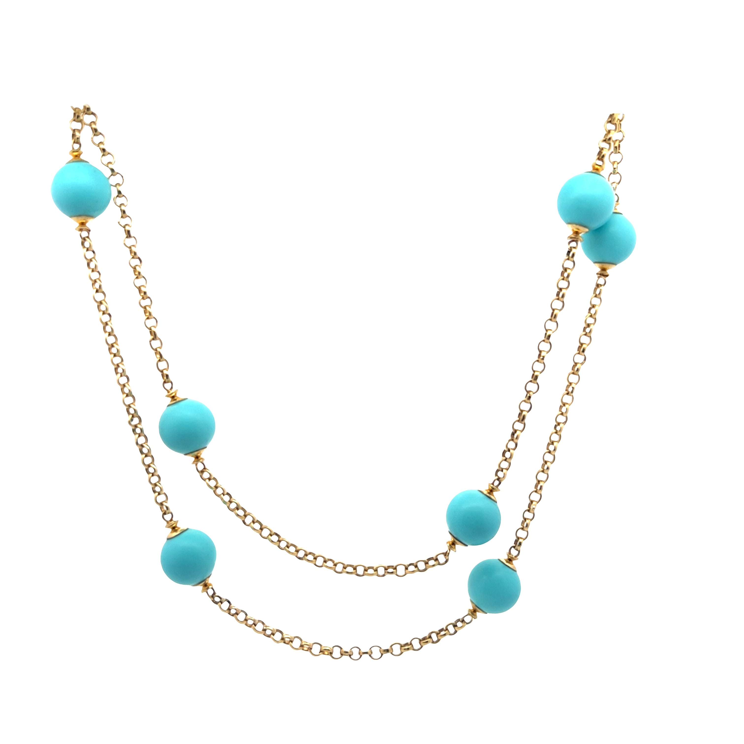 Vintage Turquoise Bead Chain Necklace