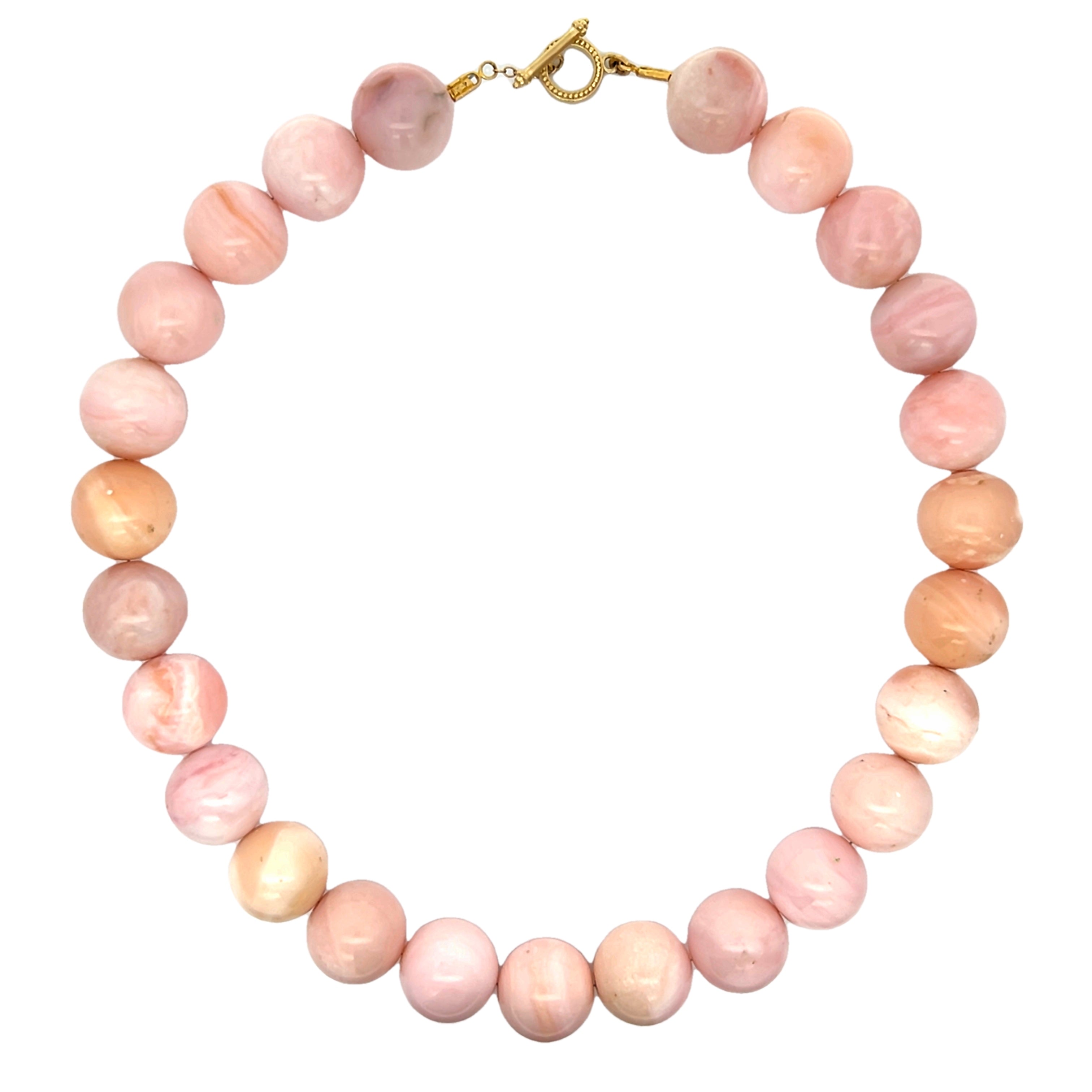 Round Pink Opal Bead Necklace