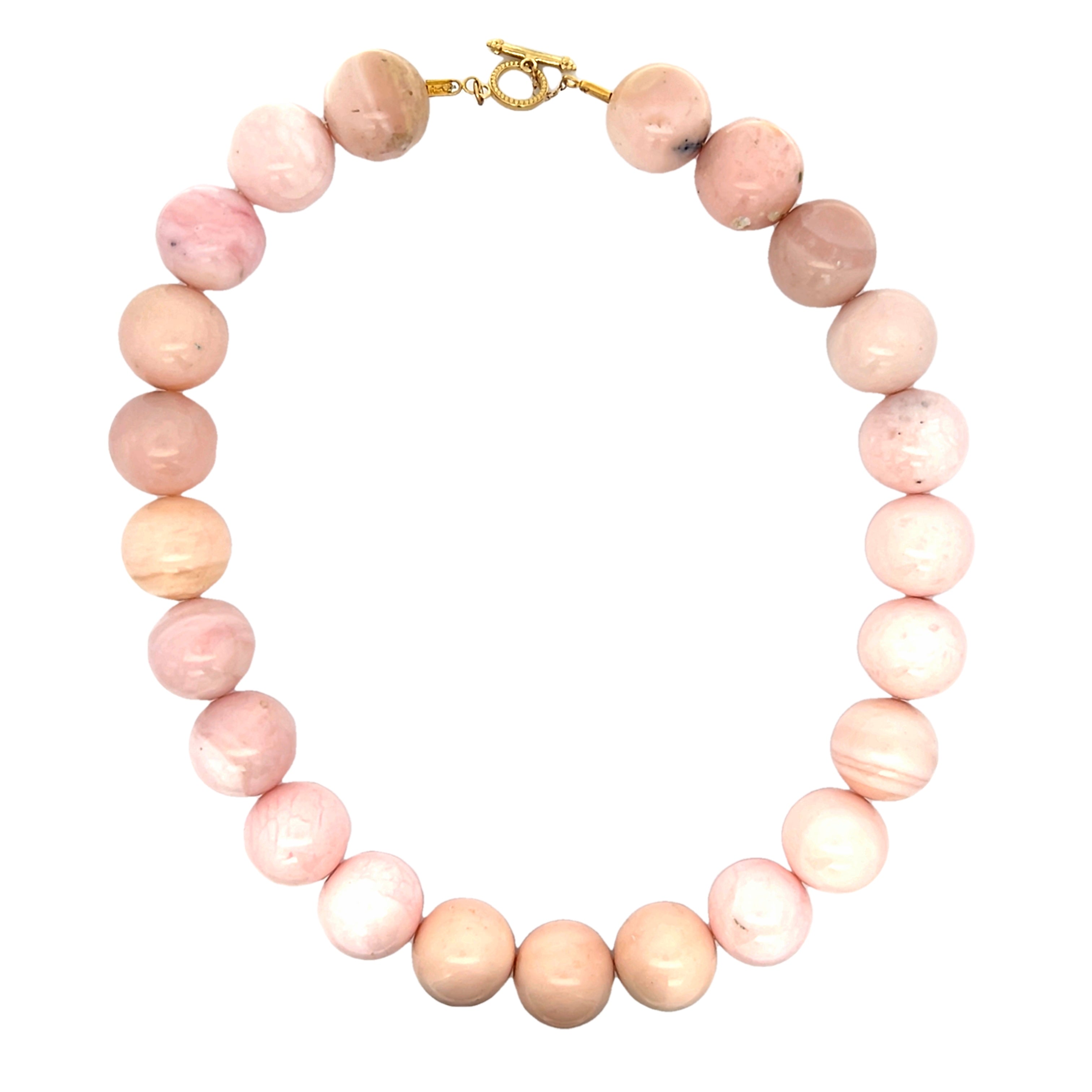 Round Pink Opal Bead Necklace