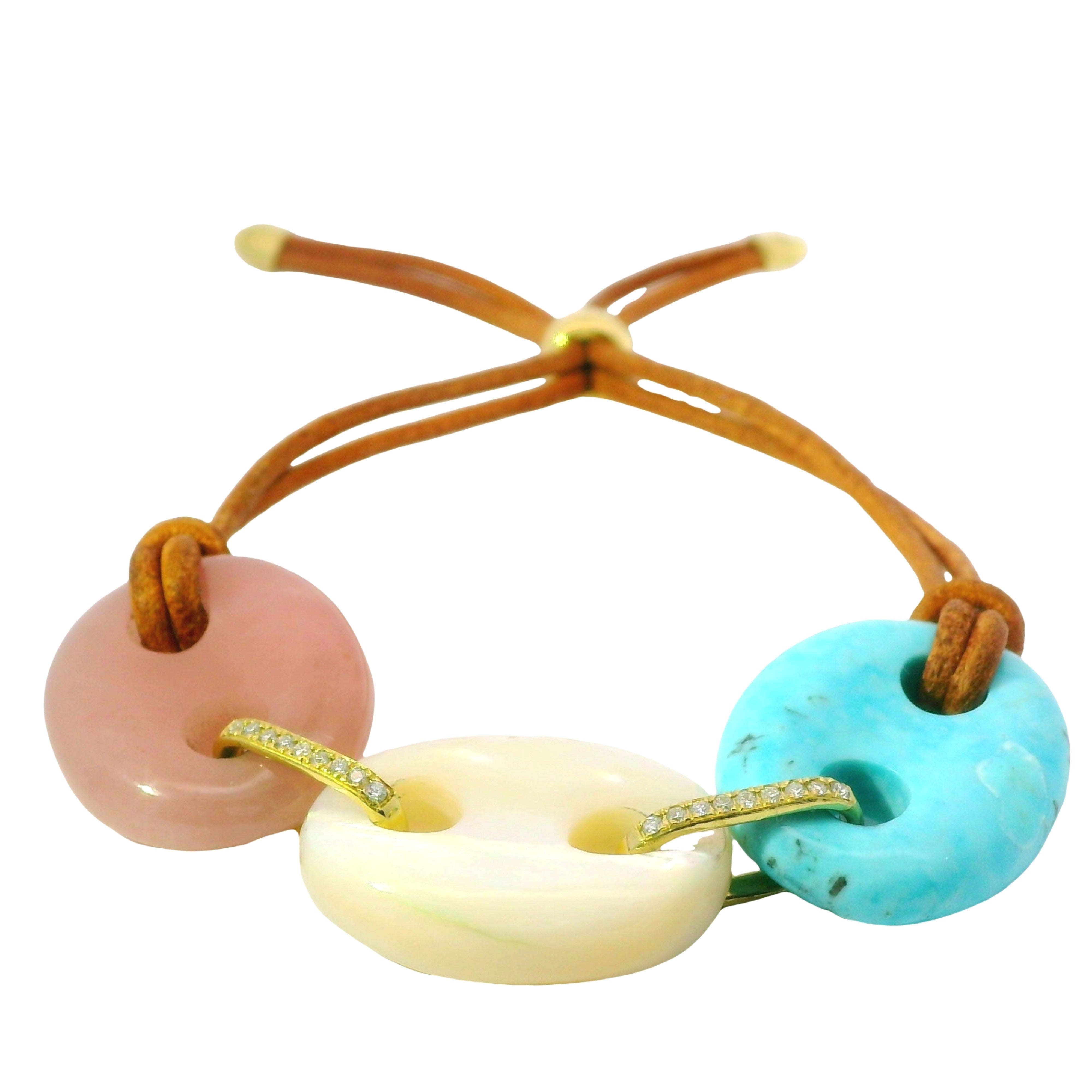 Three Stone Mariner Bracelet on Leather