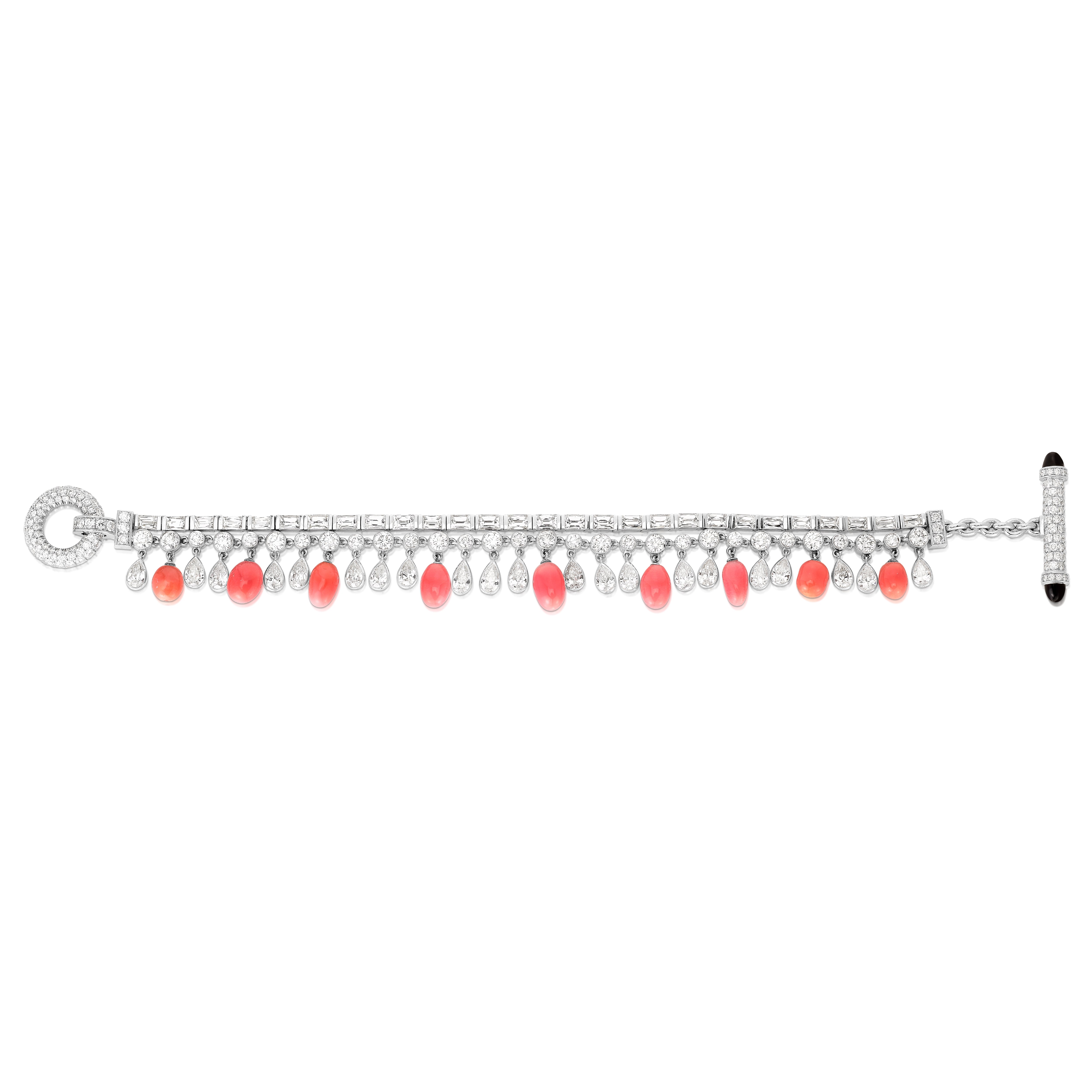 Dangling Conch Pearl and Diamond Bracelet