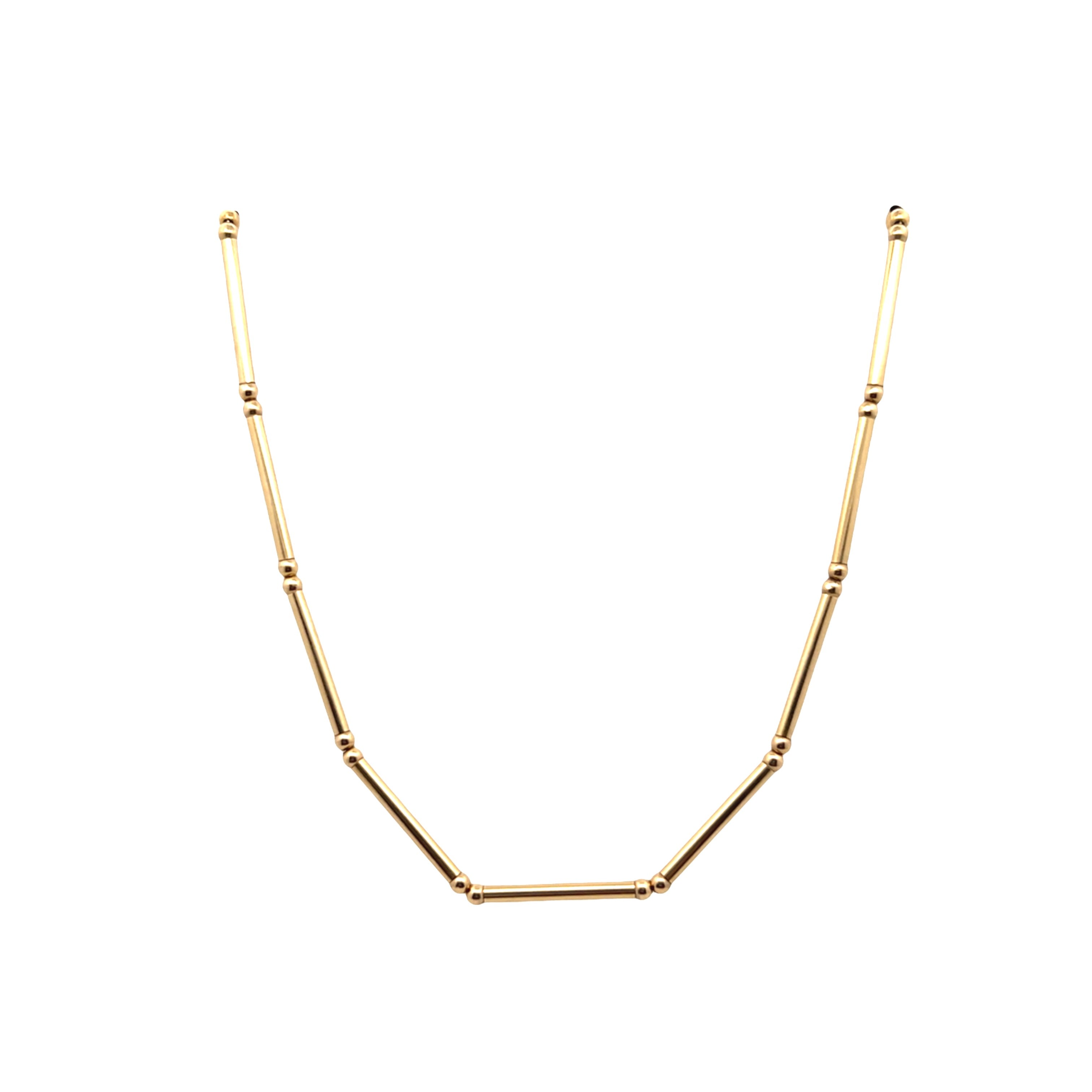 Vintage Alternating Cylinder & Rondelle Chain Necklace