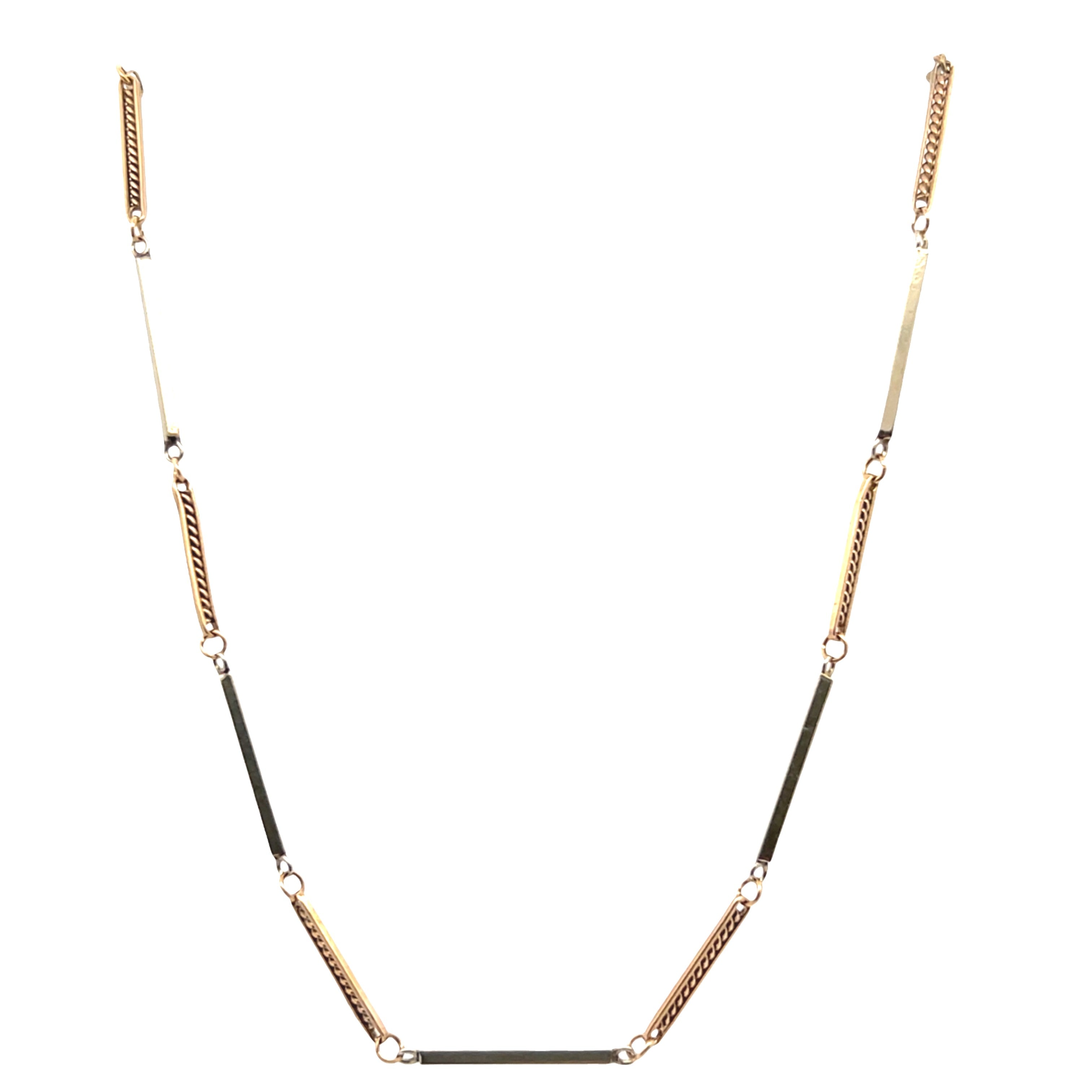 Vintage Bar & Rope Link Chain Necklace