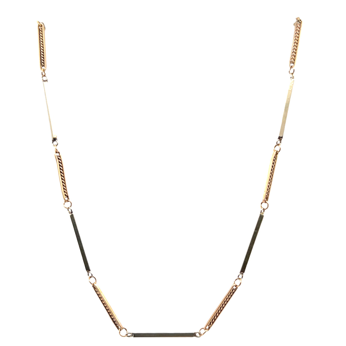 Vintage Bar & Rope Link Chain Necklace
