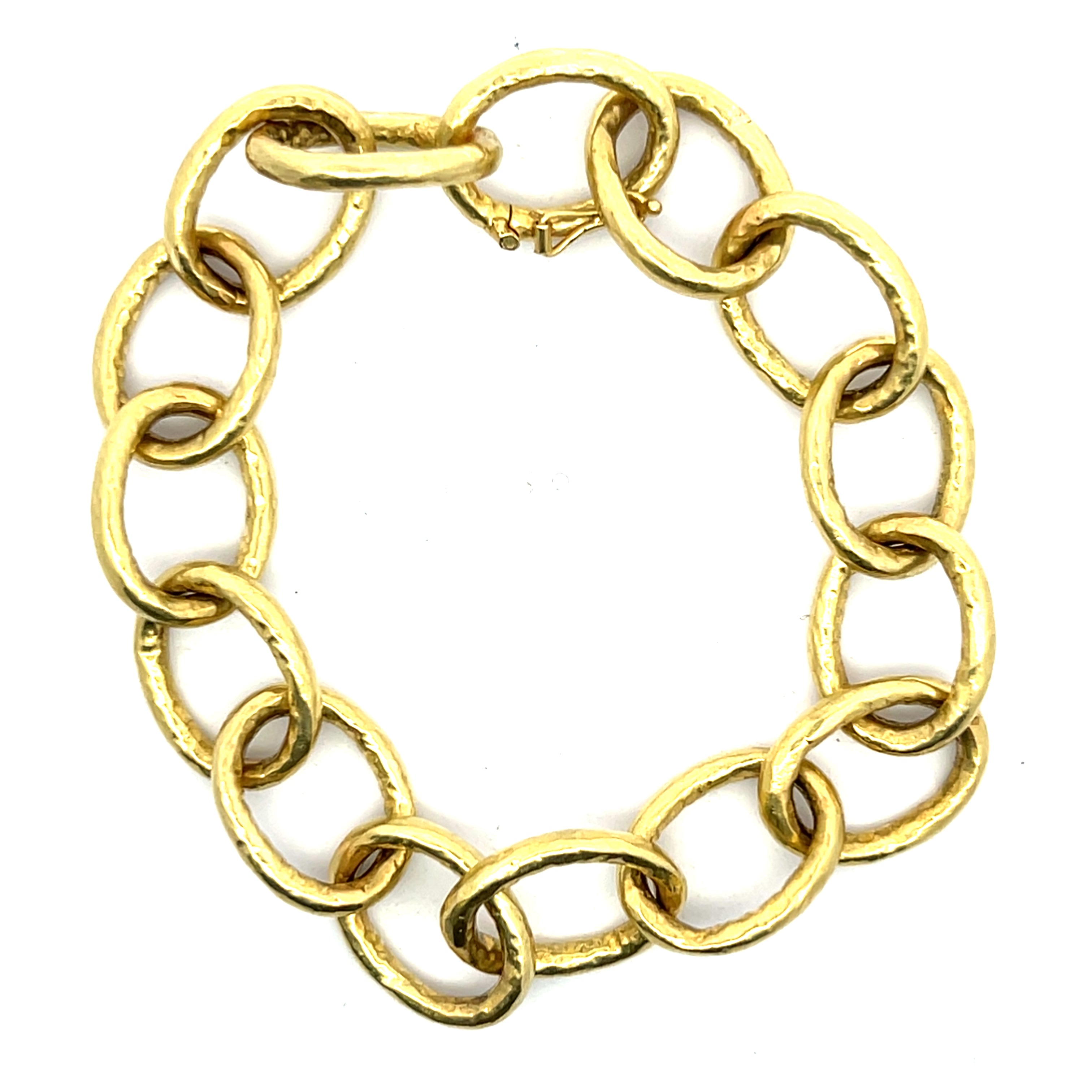 Vintage Hammered Round Link Chain Bracelet
