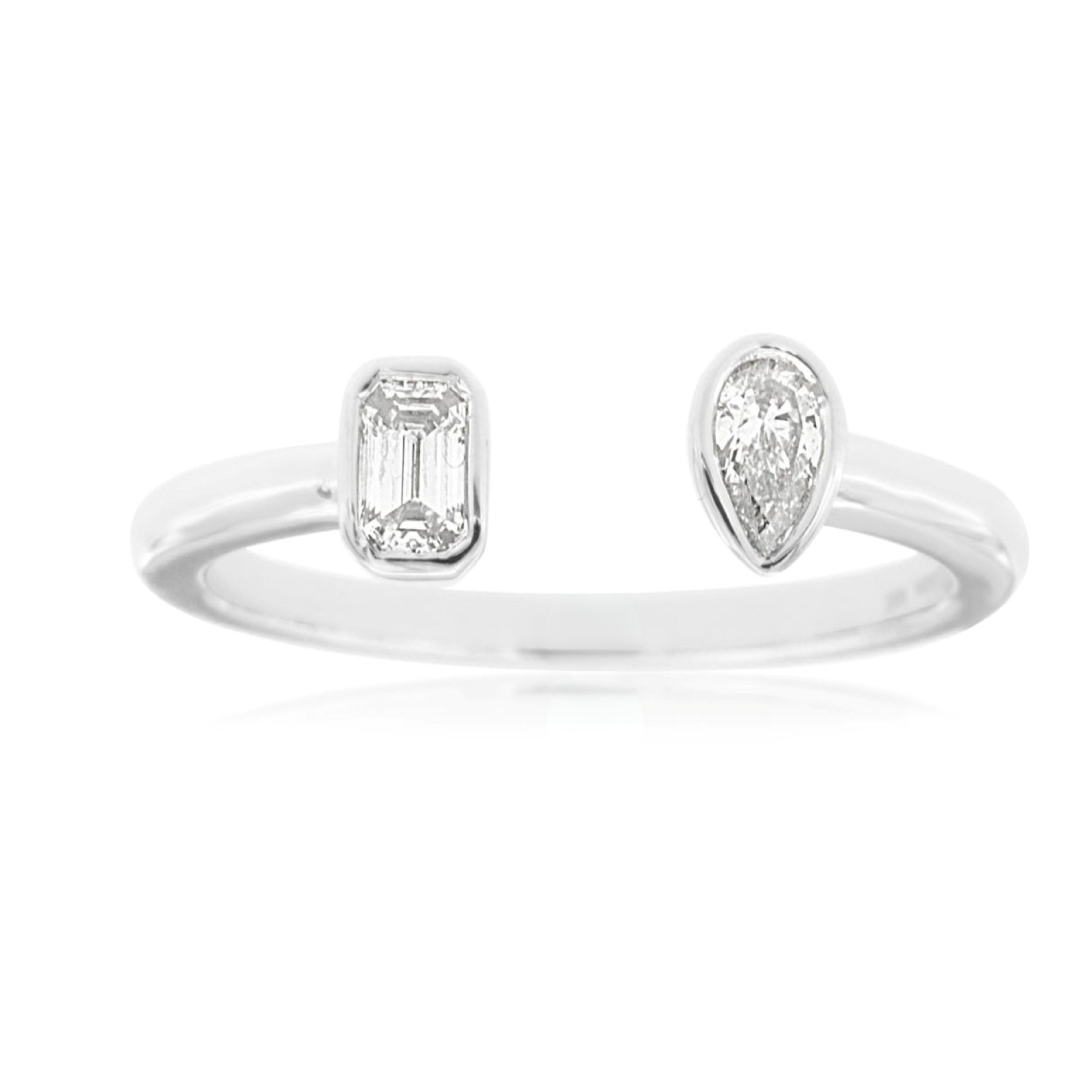 Bezel Set Pear & Baguette Diamond Ring